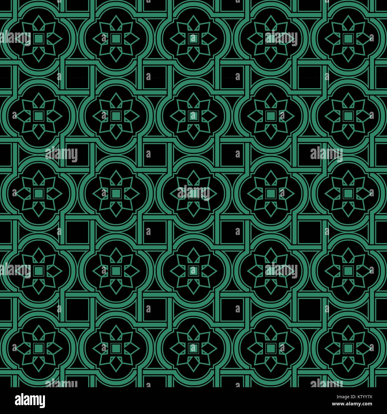 Antique seamless green background curve cross star flower Stock Vector ...