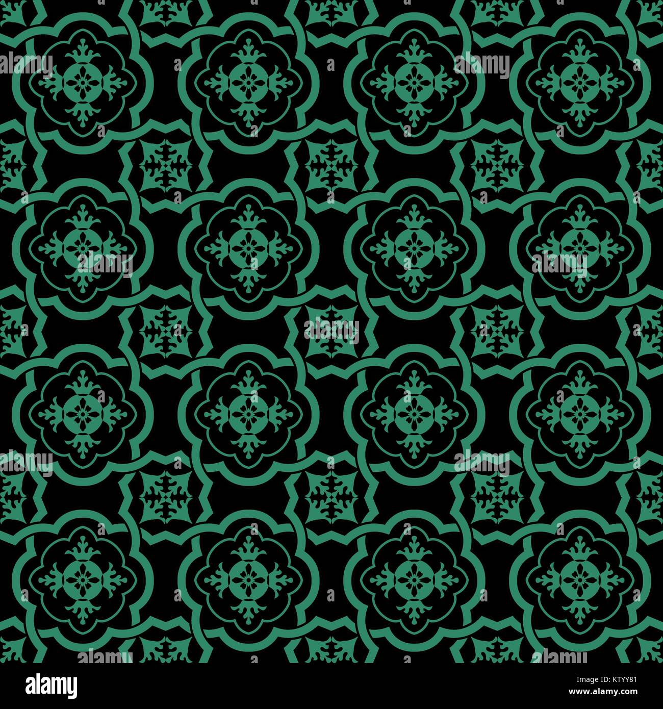 Antique seamless green background curve cross frame flower kaleidoscope ...