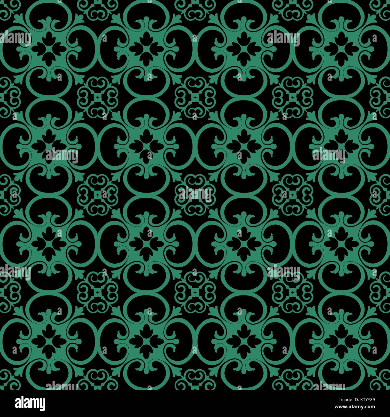 Antique seamless green background curve spiral cross flower Stock ...