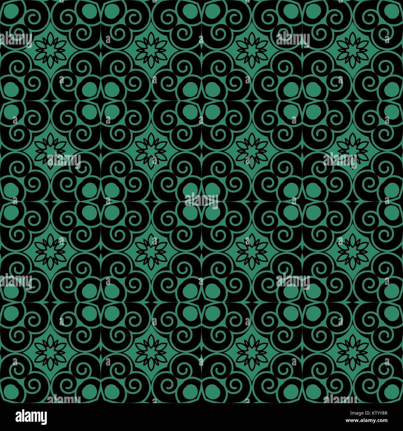 Antique seamless green background round spiral cross flower Stock ...