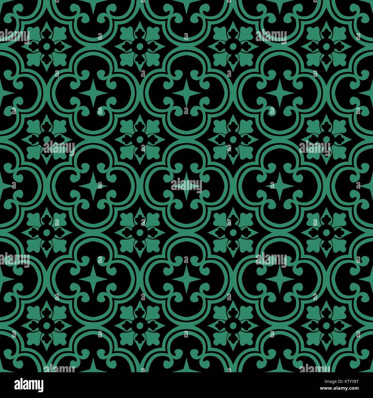 Antique seamless green background curve cross flower kaleidoscope Stock ...