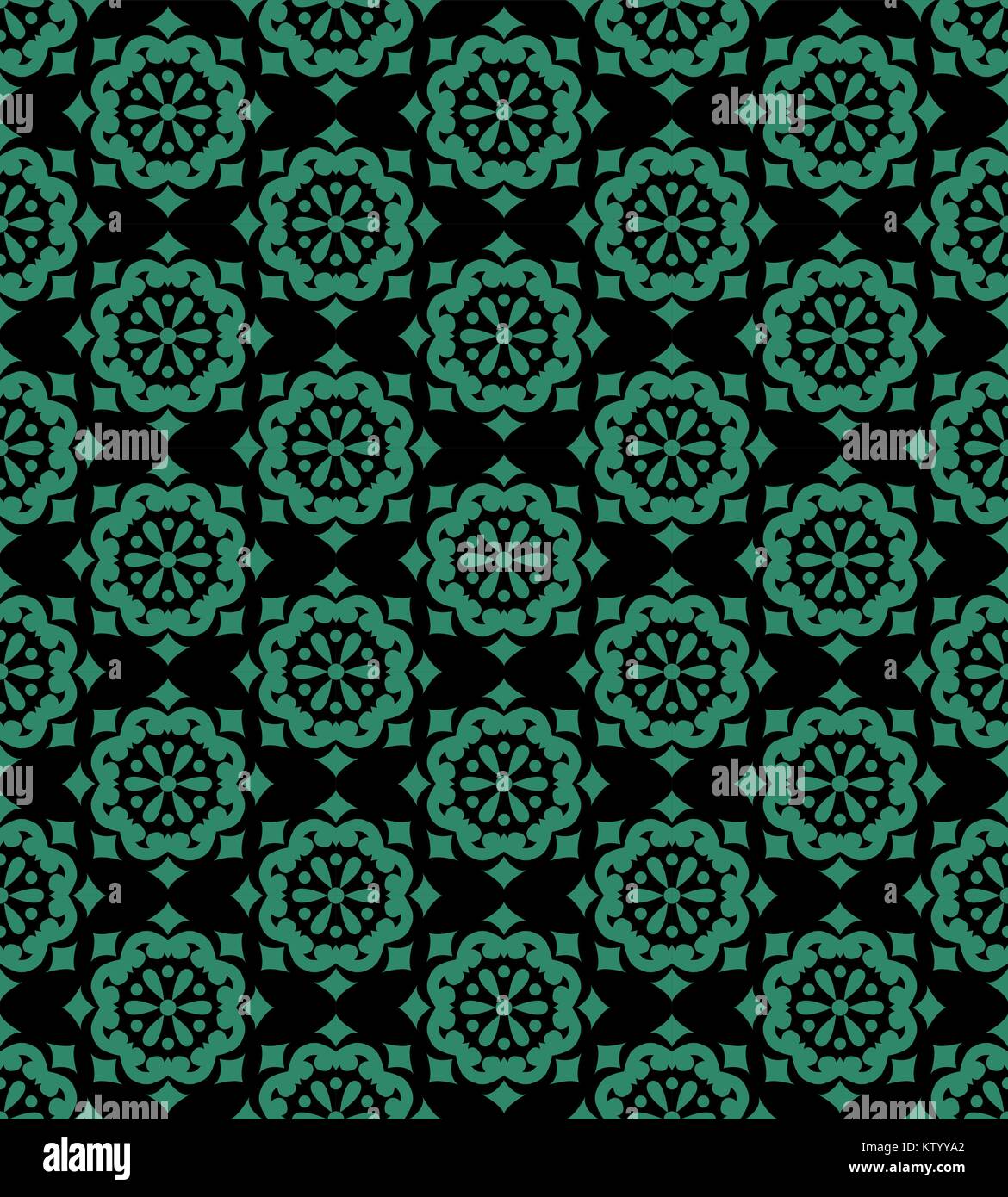 Antique seamless green background vintage round flower Stock Vector ...