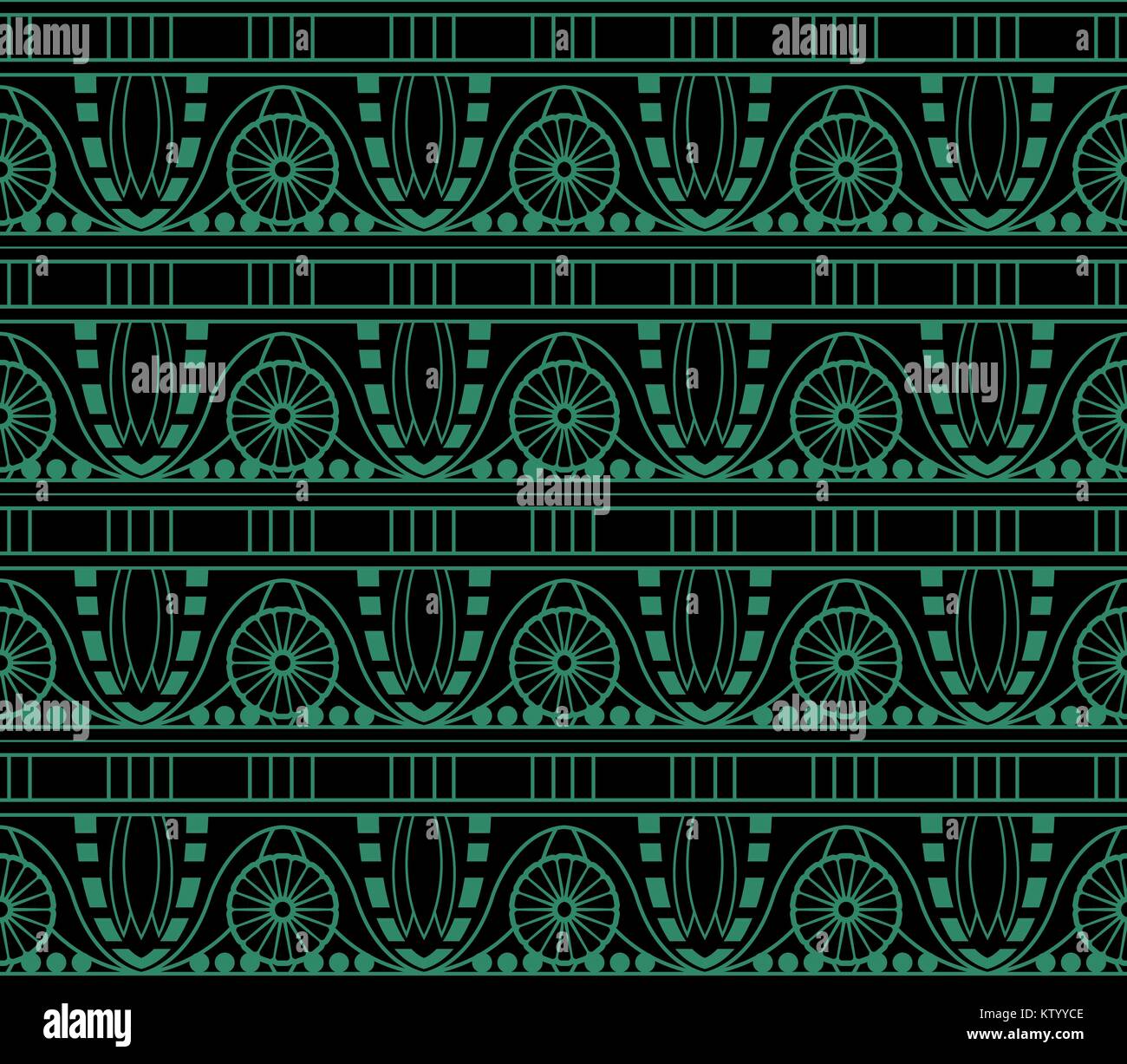 Antique seamless green background aboriginal round flower curve Stock ...