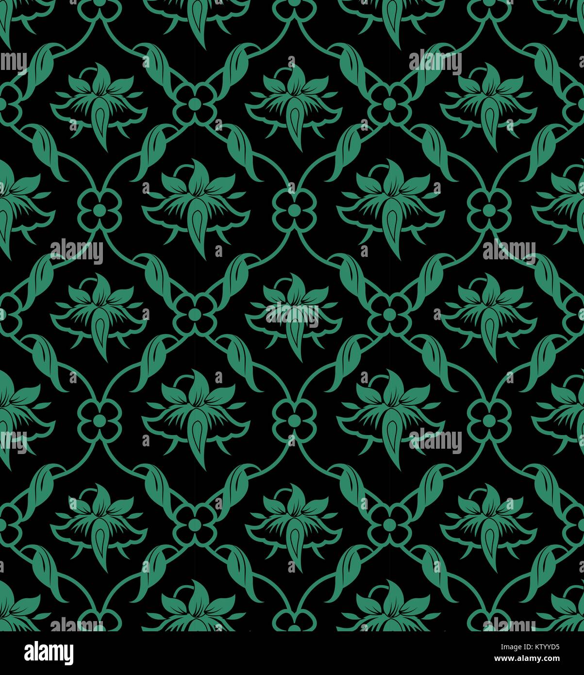 Antique seamless green background cross leaf vine pink flower Stock ...