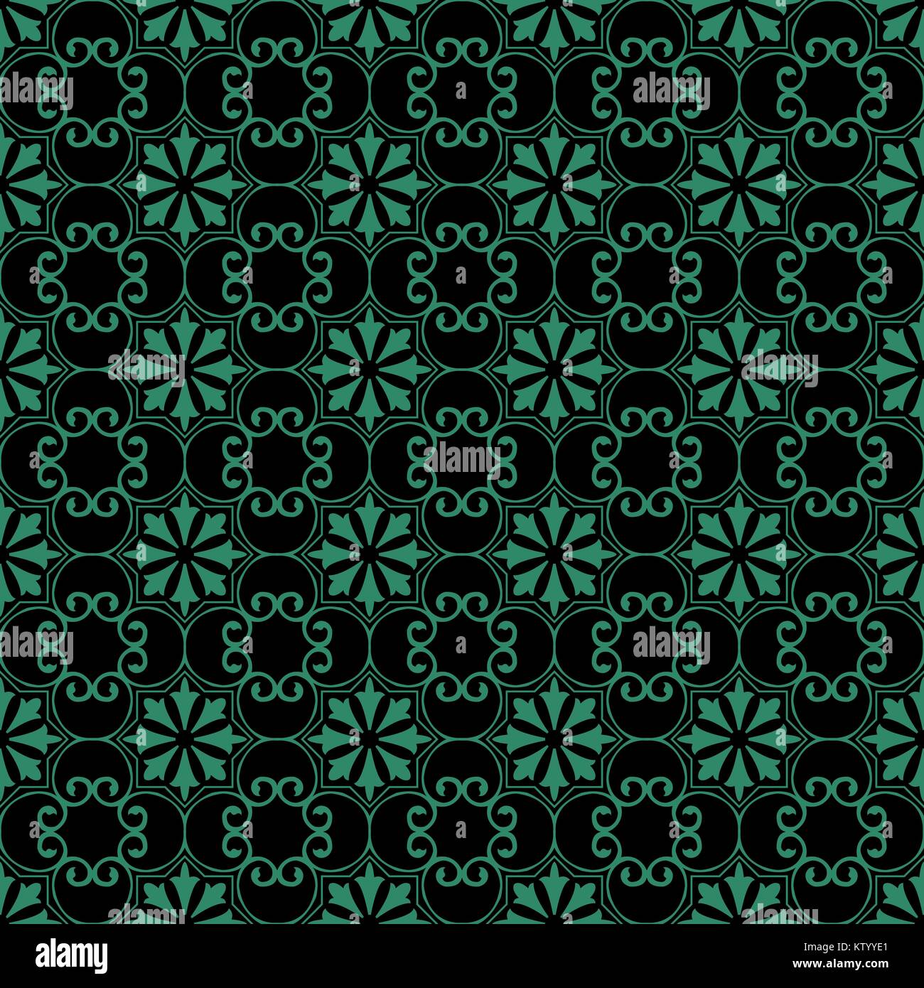 Antique seamless green background spiral curve flower kaleidoscope ...