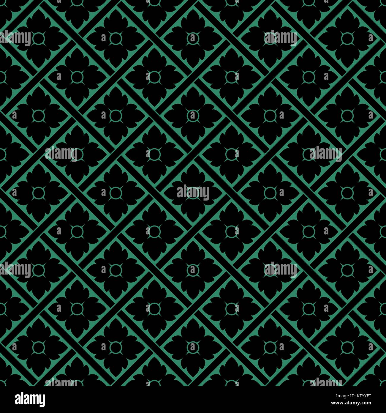 Antique seamless green background cross check round flower Stock Vector ...