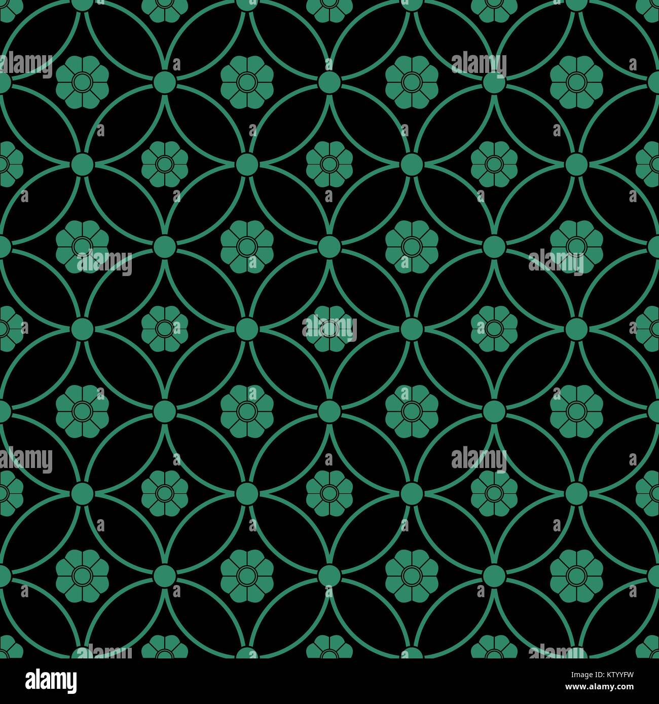 Antique seamless green background round cross frame flower Stock Vector ...