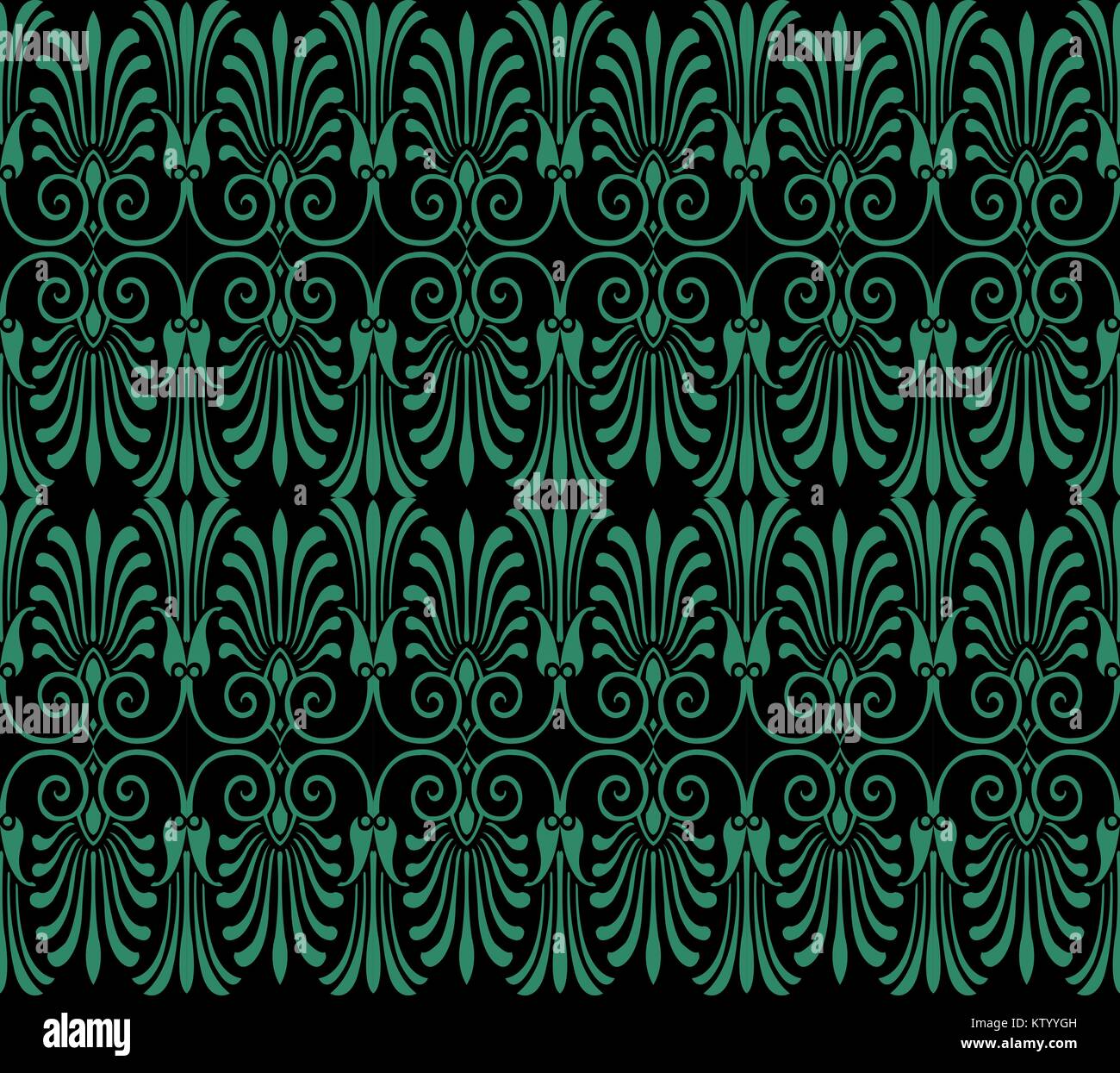 Antique seamless green background spiral curve cross flower leaf Stock ...