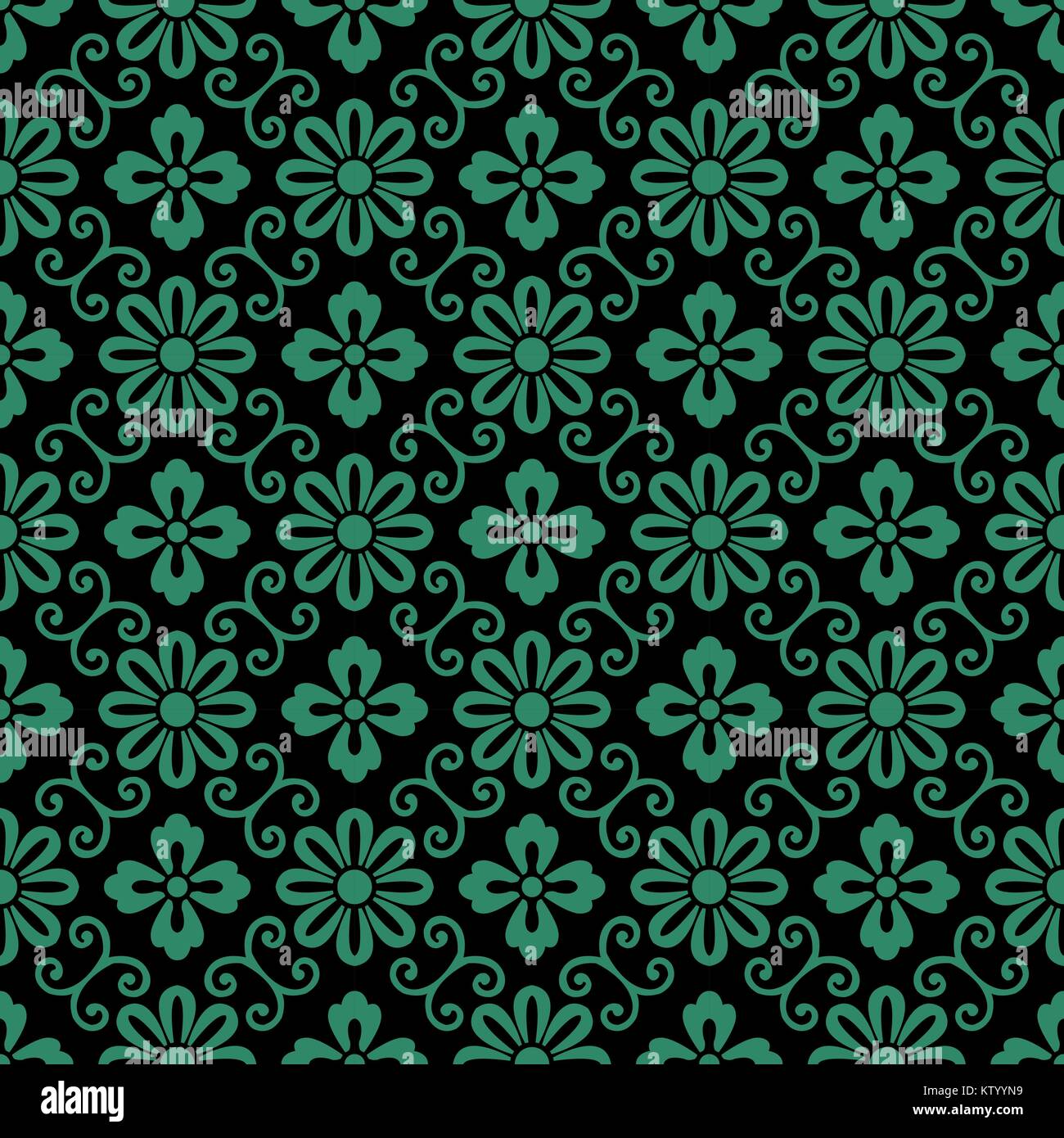 Antique seamless green background spiral vine round flower Stock Vector ...