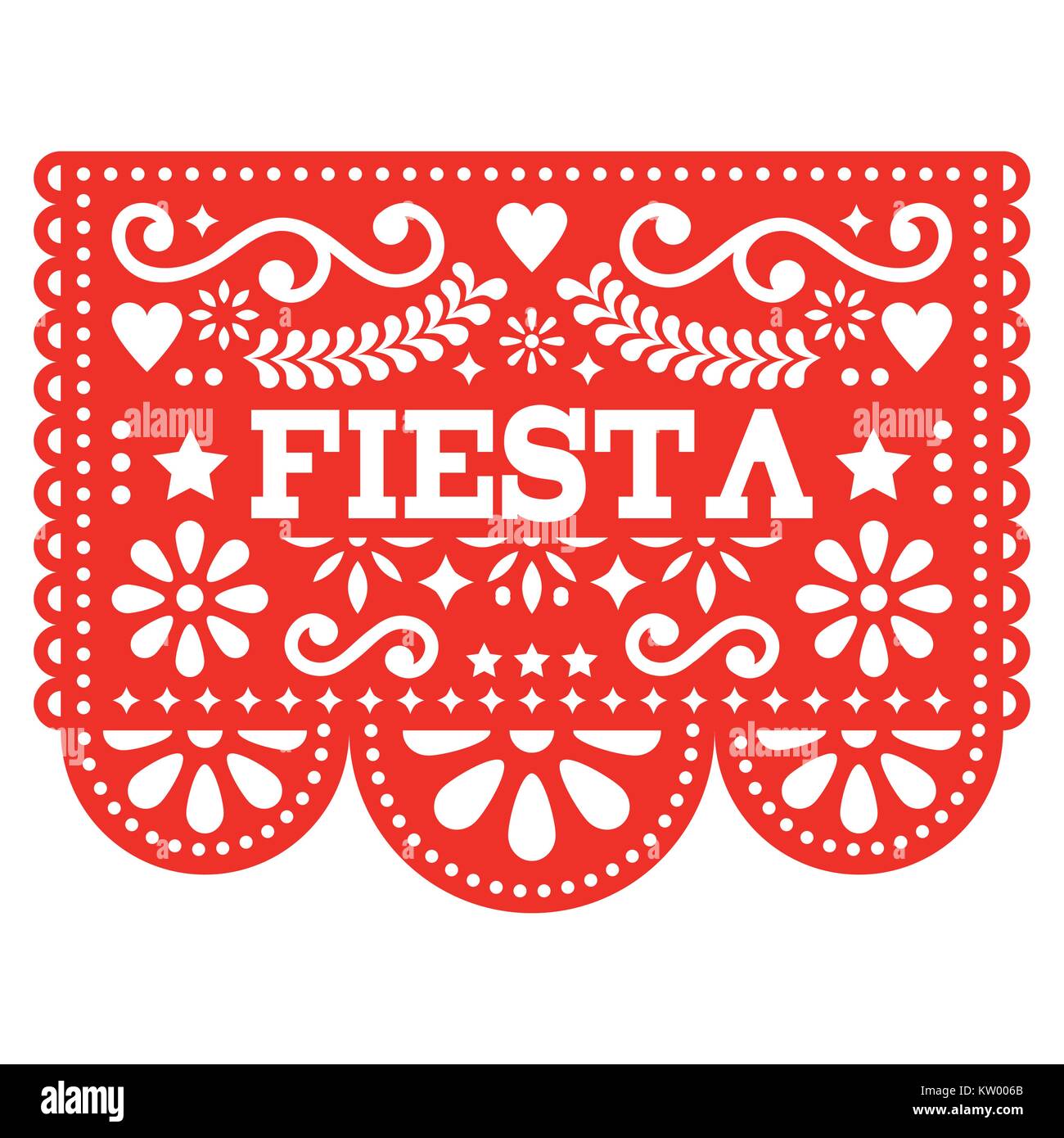 Mexican Fiesta Papel Picado vector design in red - party garland paper