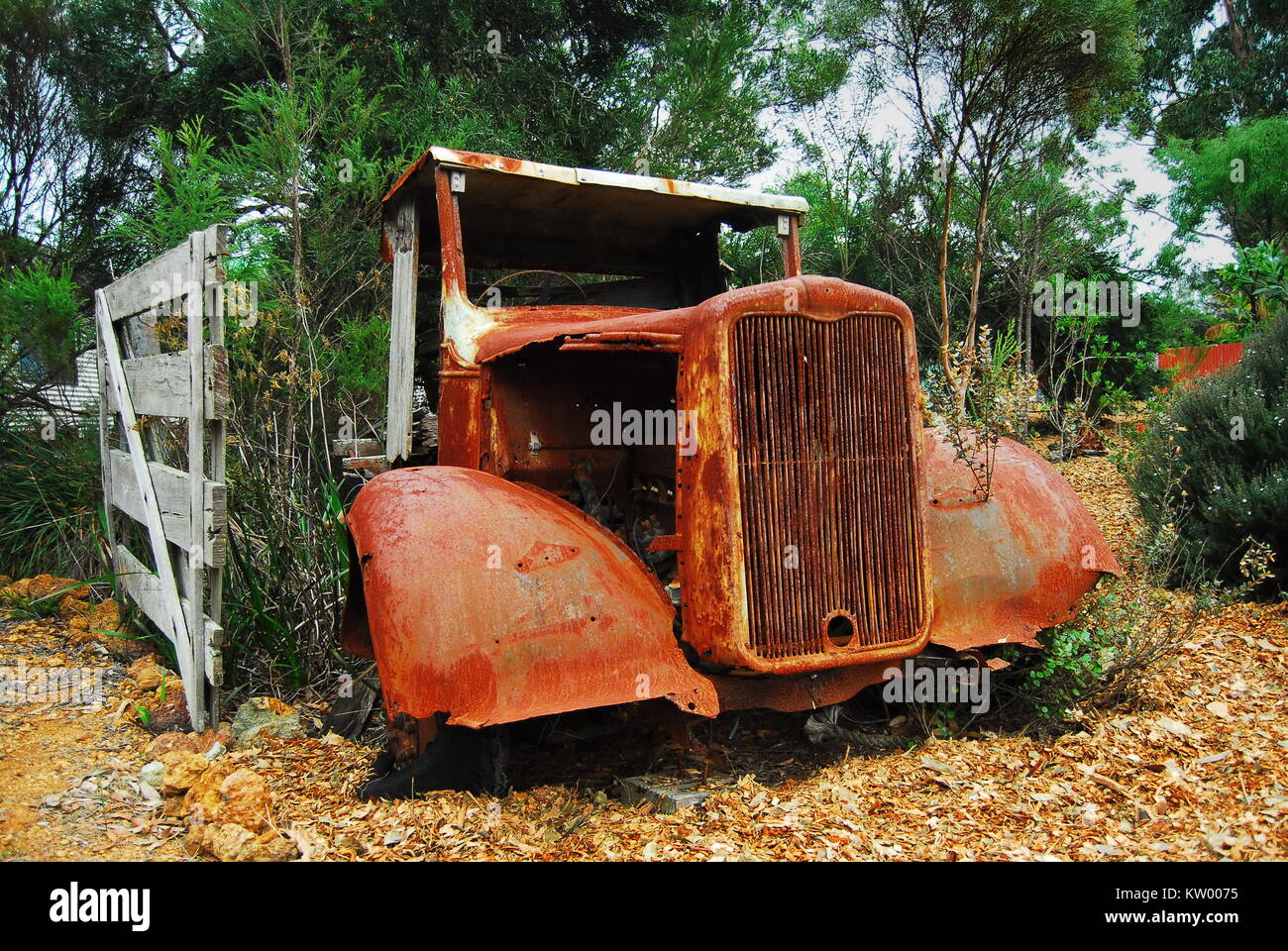 Rusting remains of 1930's REO Speedwagon Truck Stock Photo