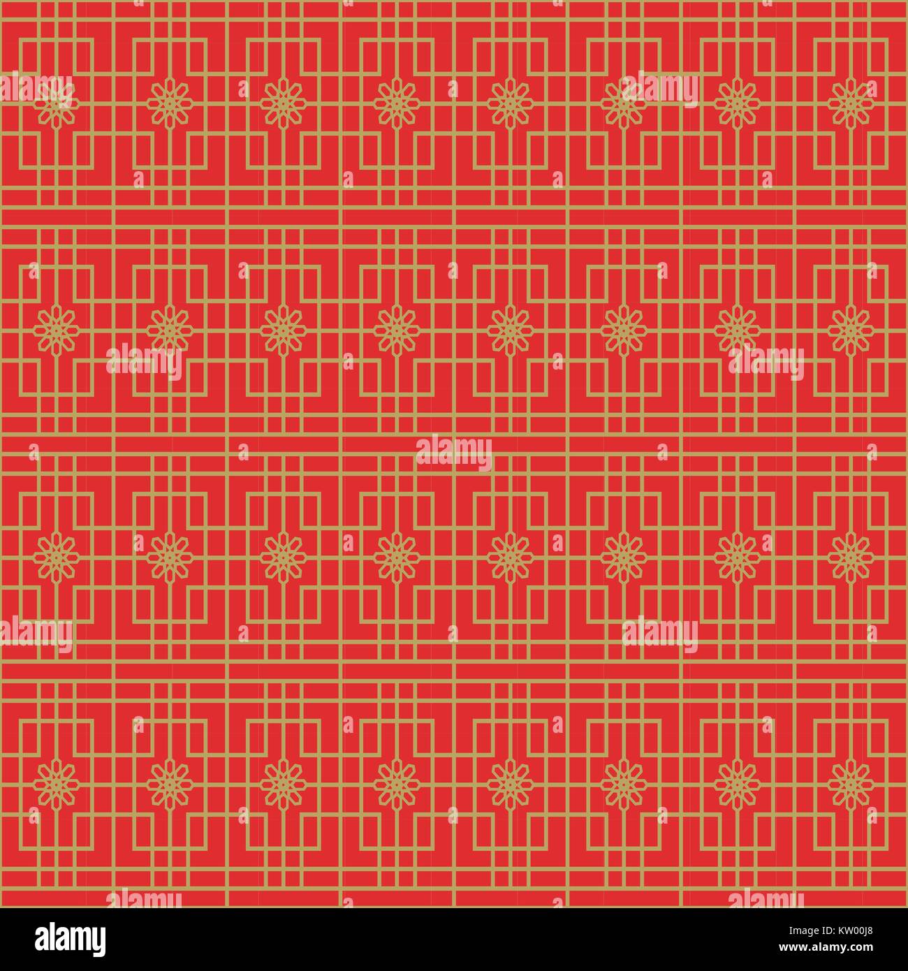 Chinese Window Pattern Flower Golden seamless Vintage Chinese window tracery square flower pattern ...