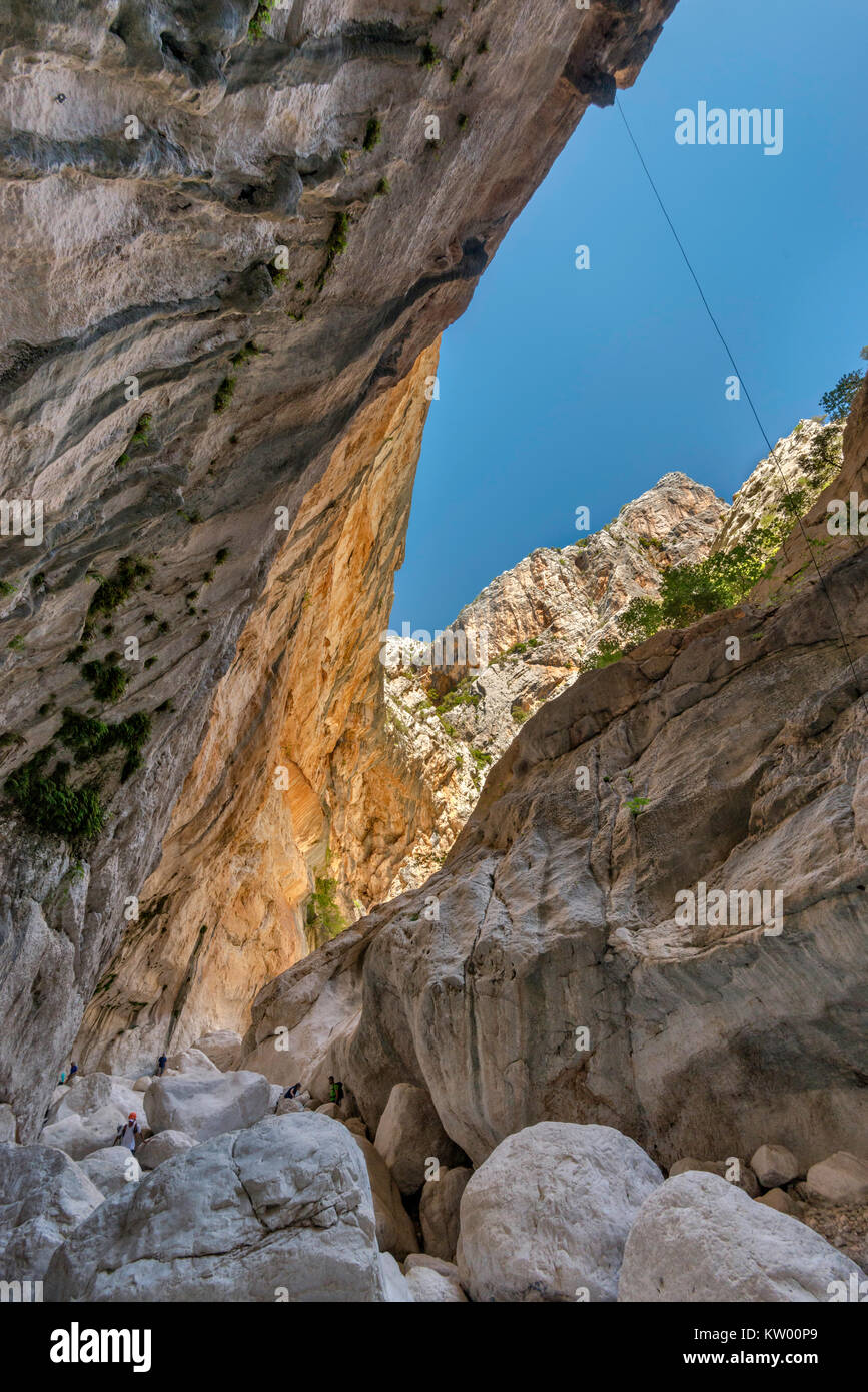 Limestone walls at Gorropu Canyon, Gola Su Gorropu, Gennargentu National Park, Nuoro province, Sardinia, Italy Stock Photo