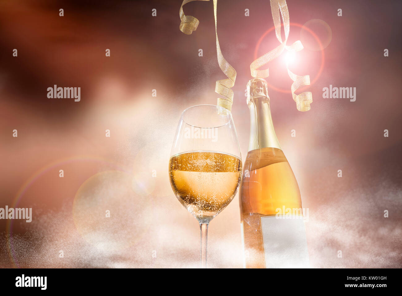 Champagne and wine glasses. Party time. Stock Photo