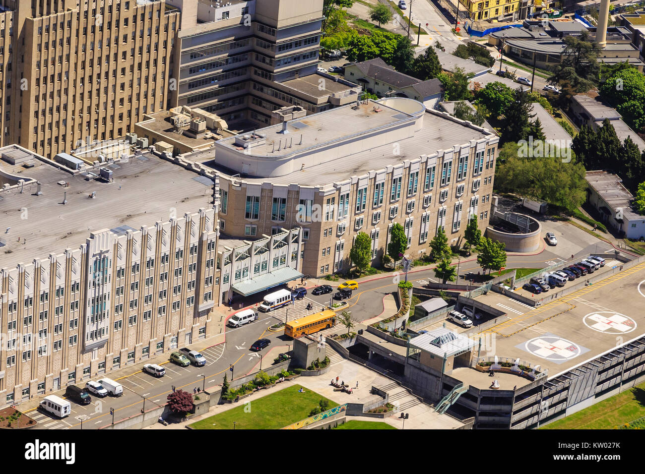 View of Harborview Medical Center in Seattle, Washington from Above