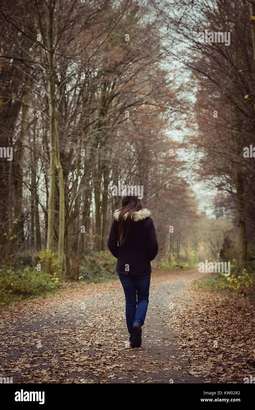 alone girl walking