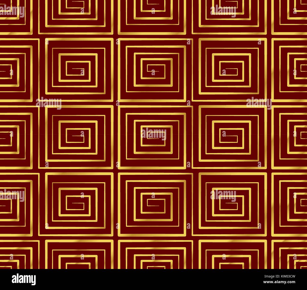 Seamless Golden Chinese Background spiral square vortex geometry cross ...