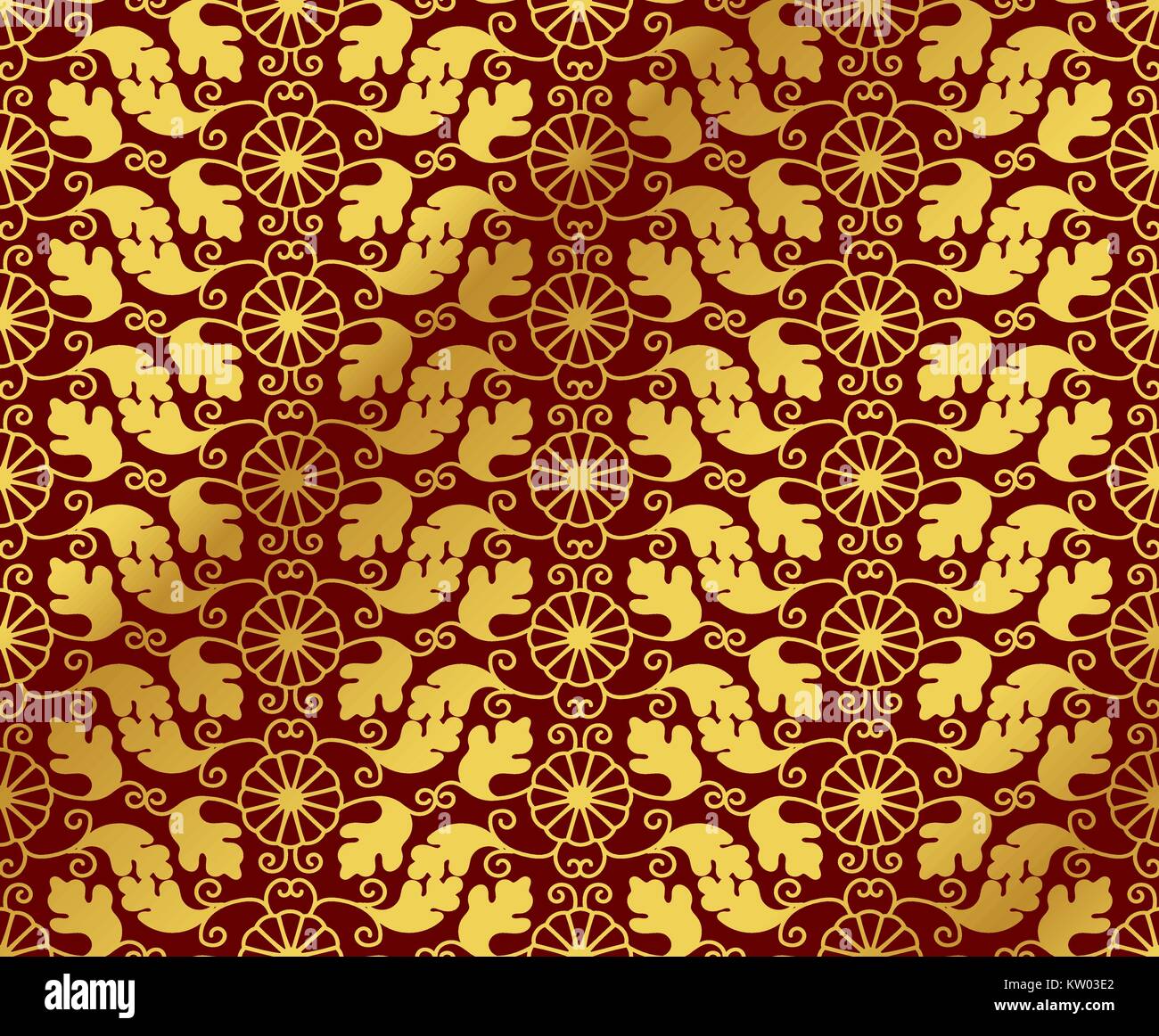 Seamless Golden Chinese Background oriental Japanese spiral vortex