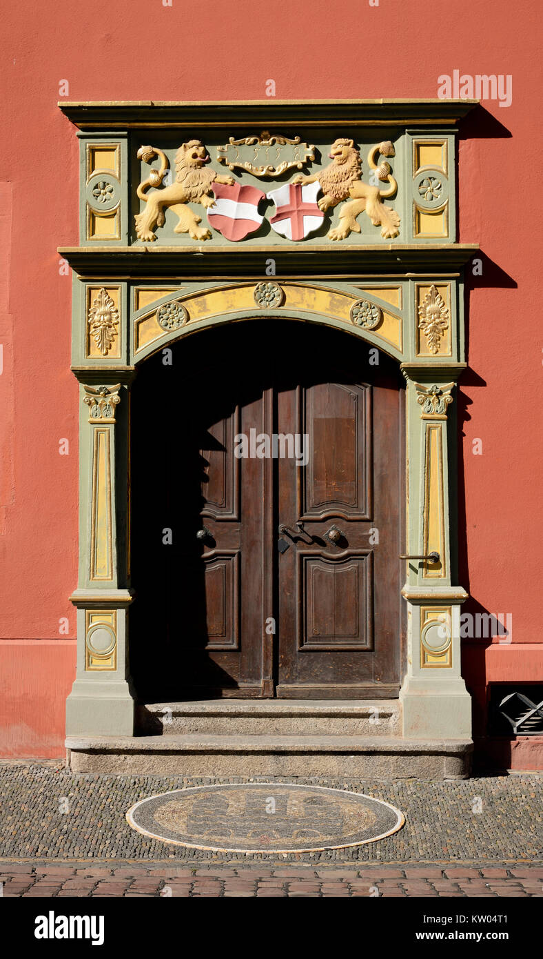 Freiburg, Renaissance main entrance in the old city hall, Renaissanceportal am Alten Rathaus Stock Photo