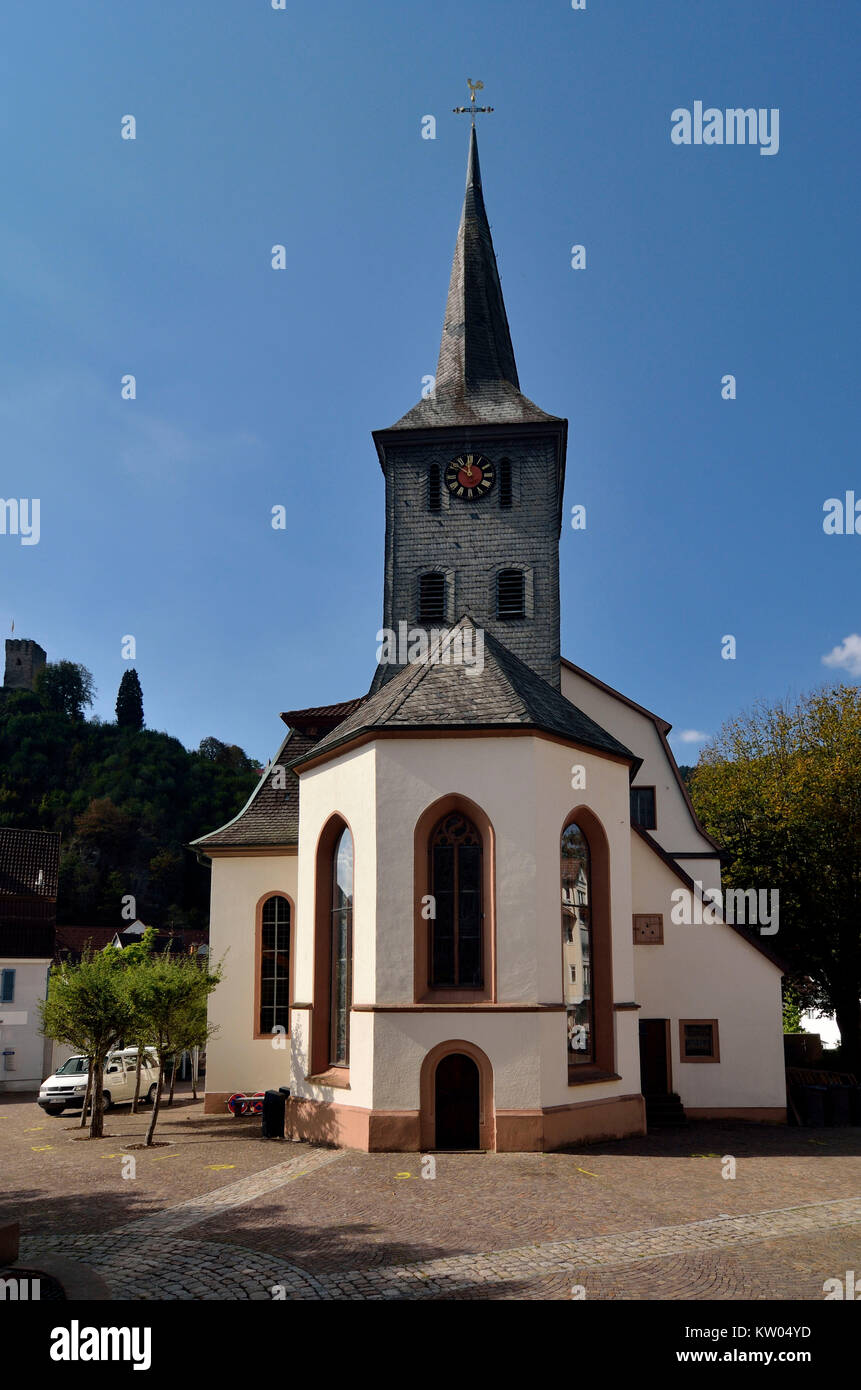 Horn-rimmed mountain, Protestant church in the churchyard, Hornberg, evangelische Kirche am Kirchplatz Stock Photo
