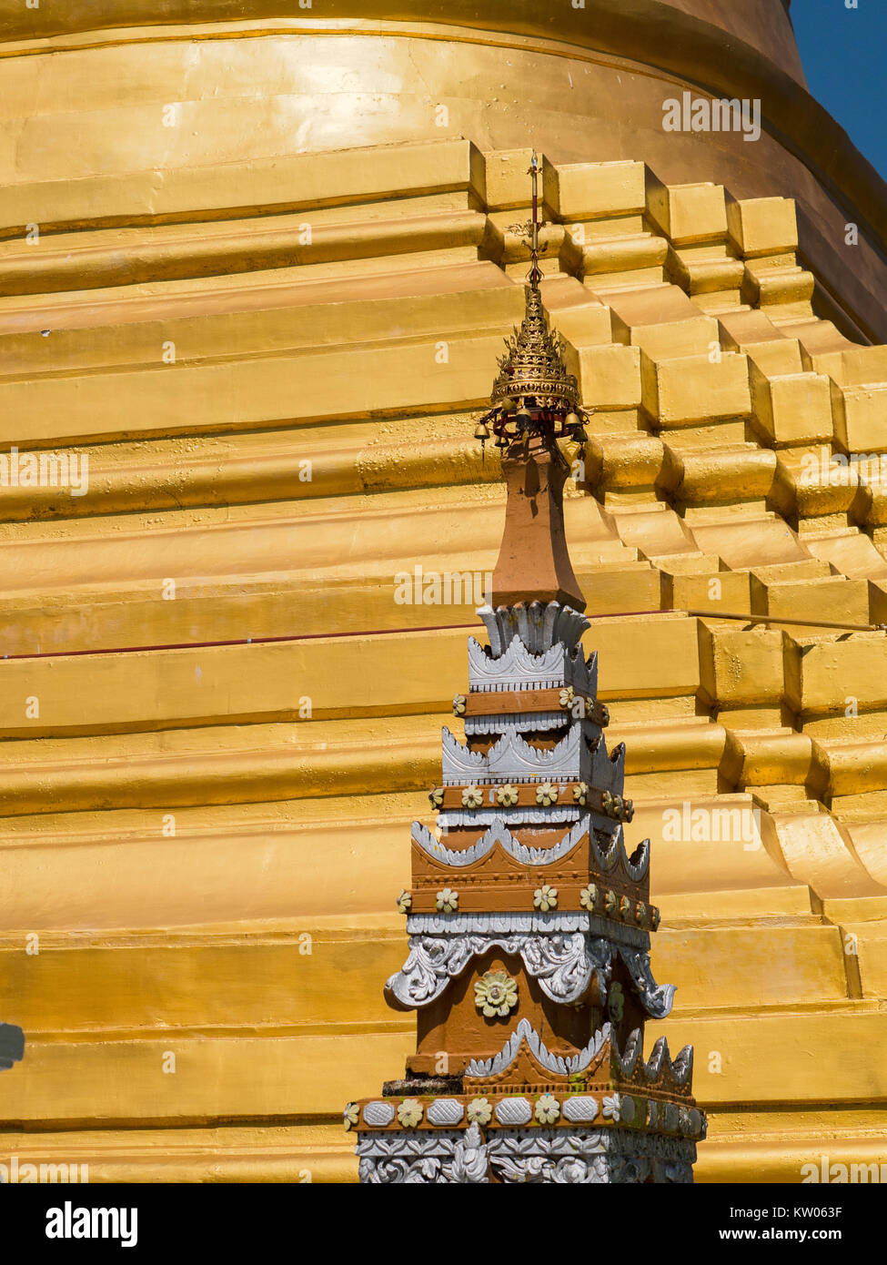 Detail of the Shwe Sayan Pagoda in Dala Township, across the Yangon River from Yangon. Stock Photo
