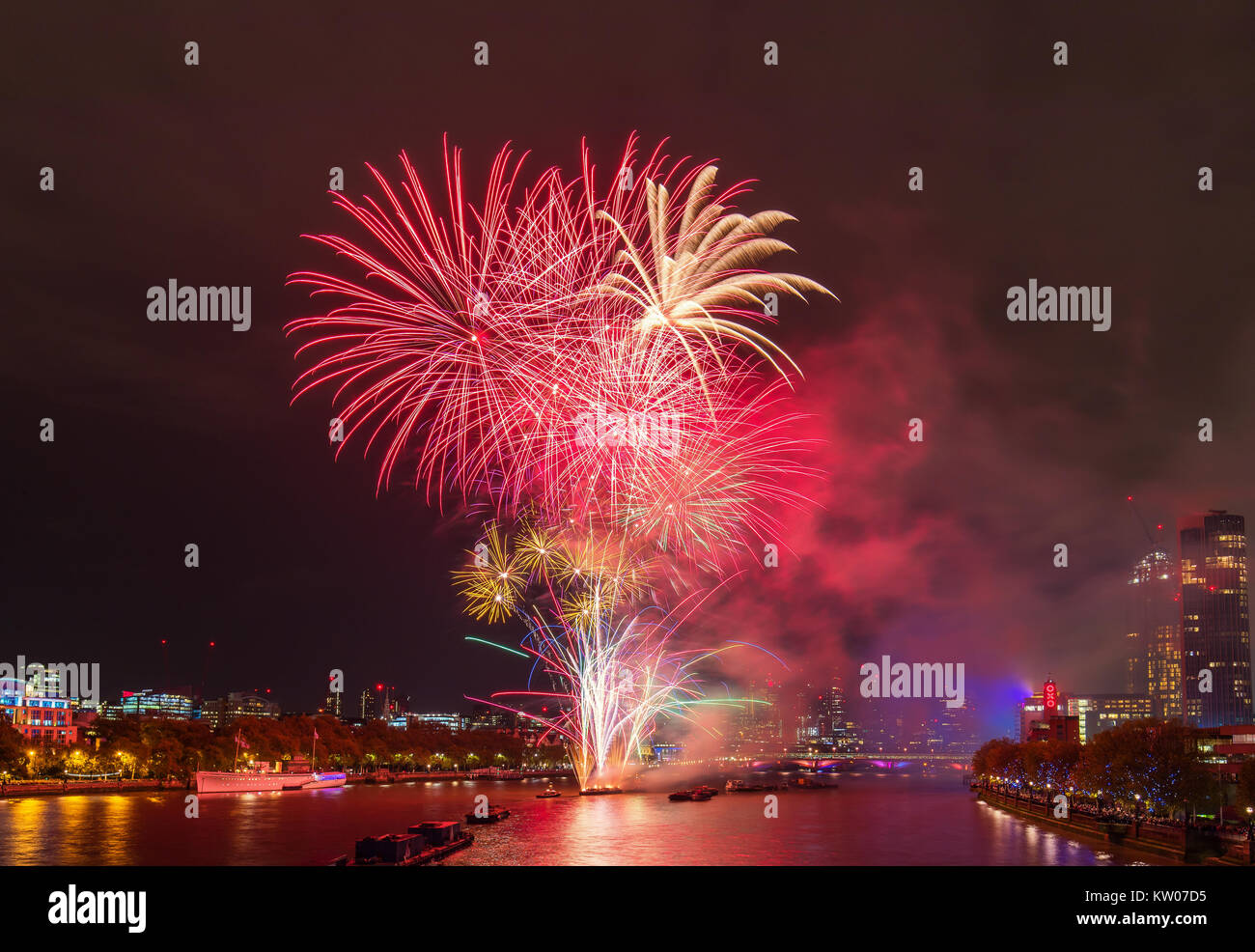 The Lord Mayors firework show London Stock Photo