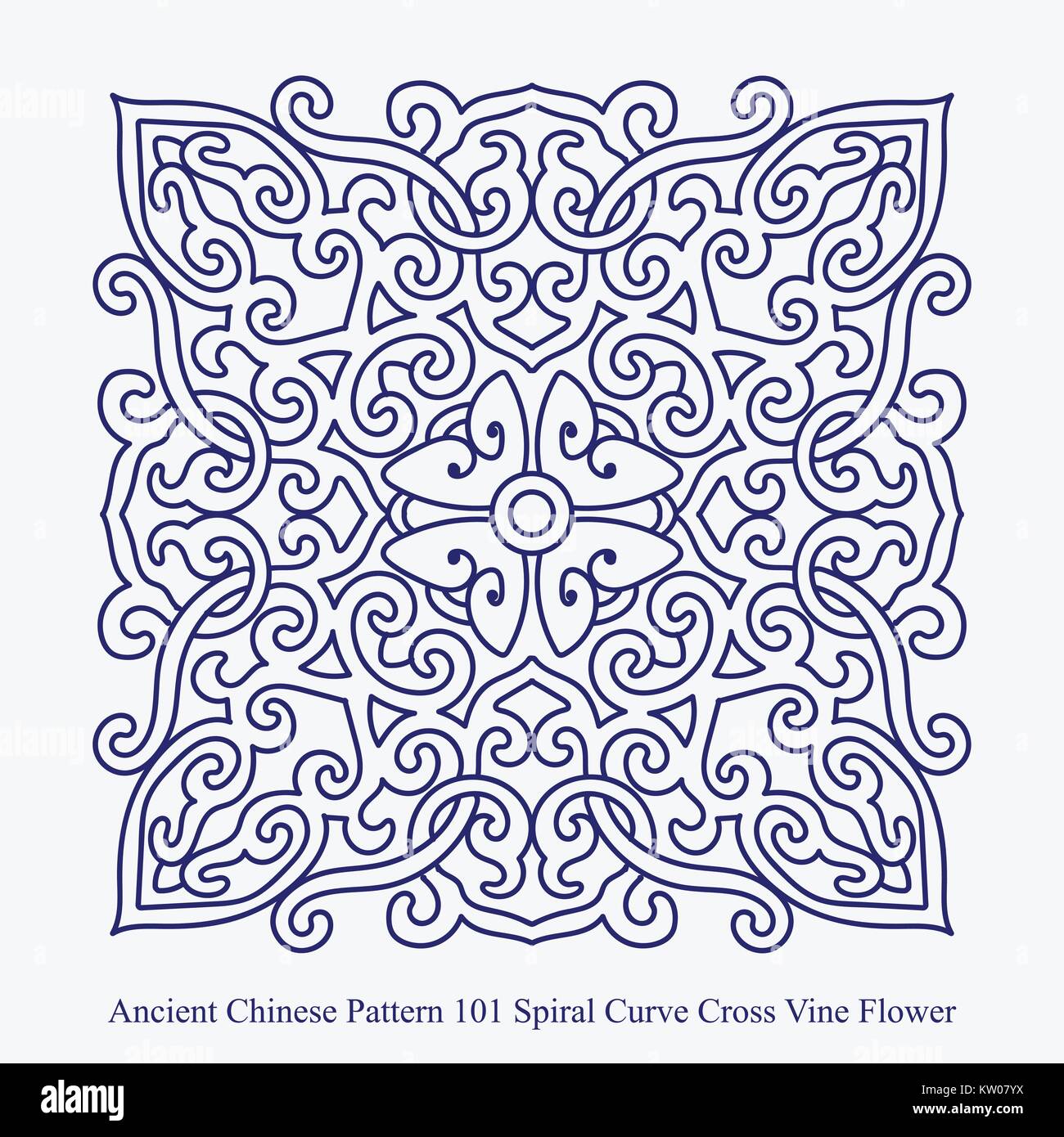 Ancient Chinese Pattern of Spiral Curve Cross Vine Flower Stock Vector ...