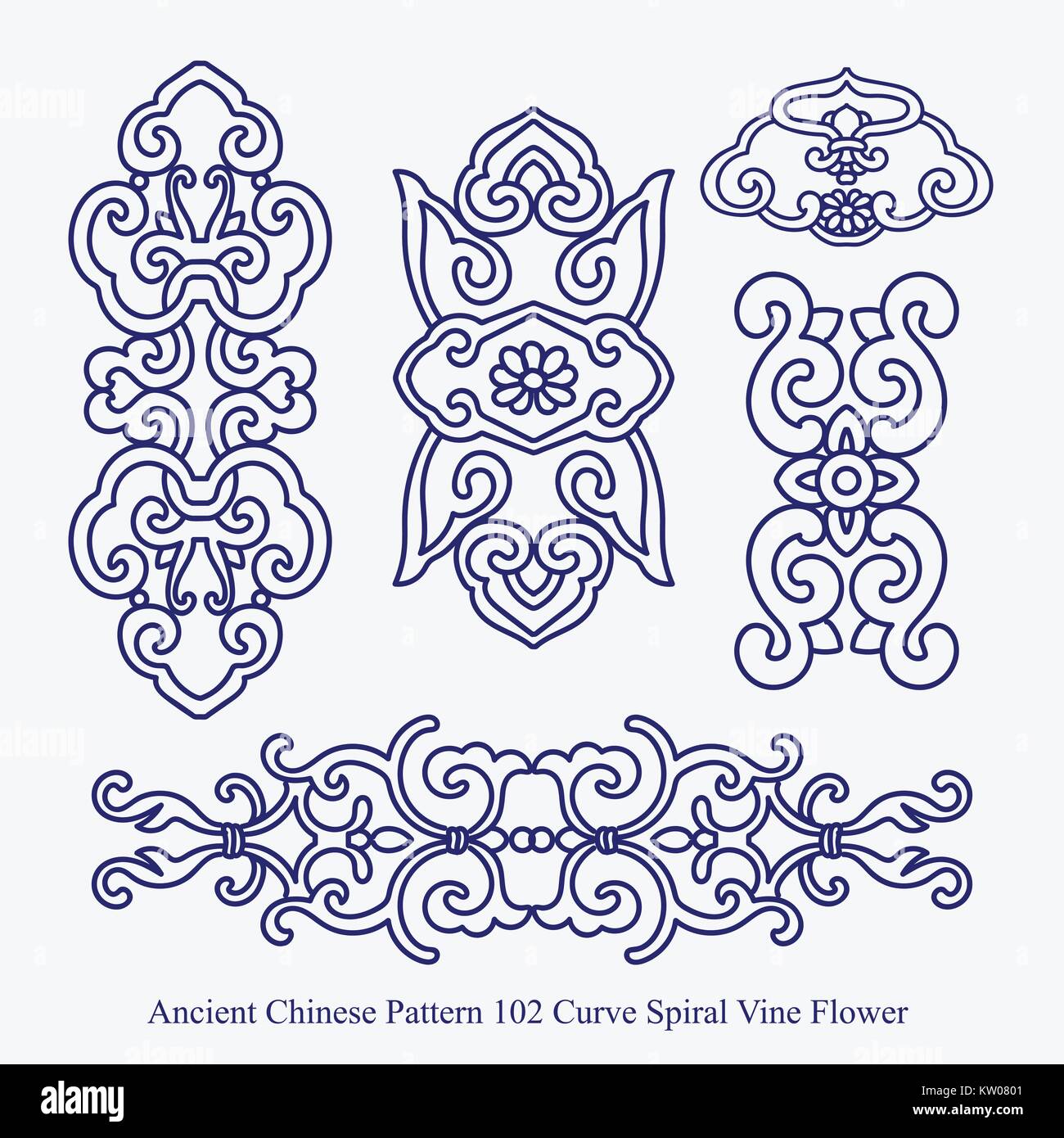 Ancient Chinese Pattern of Curve Spiral Vine Flower Stock Vector Image ...
