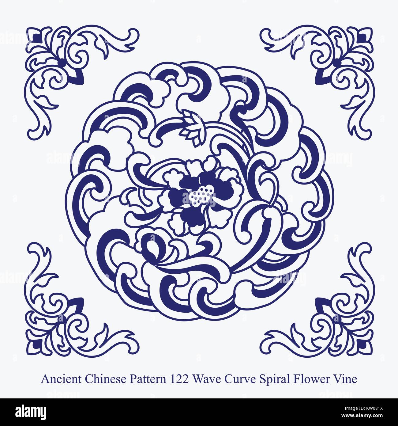 Ancient Chinese Pattern of Wave Curve Spiral Flower Vine Stock Vector ...