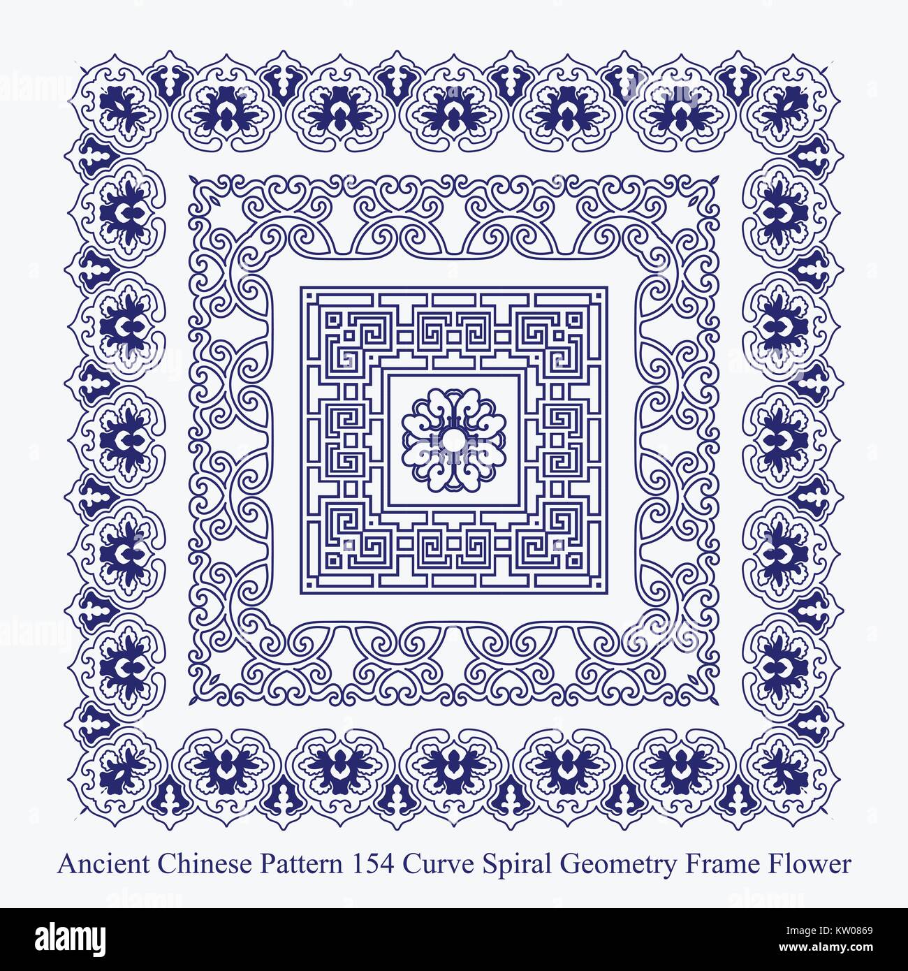 Ancient Chinese Pattern of Curve Spiral Geometry Frame Flower Stock ...