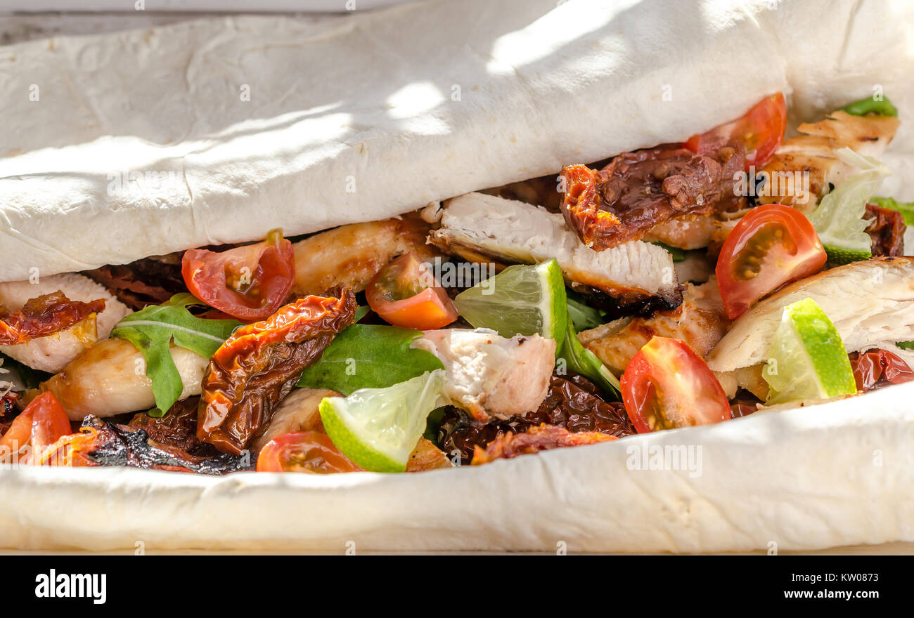 Tortilla with grilled chicken Stock Photo Alamy