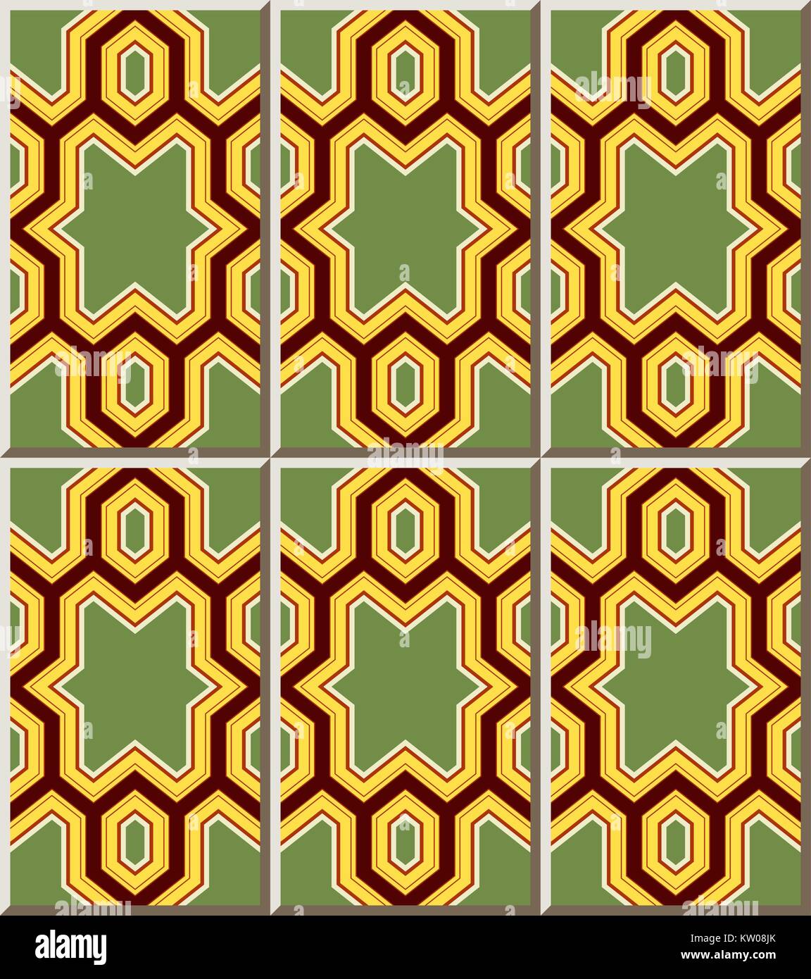 Polygon Tile Patterns Ceramic tile pattern of polygon geometry cross star frame Stock Vector ...