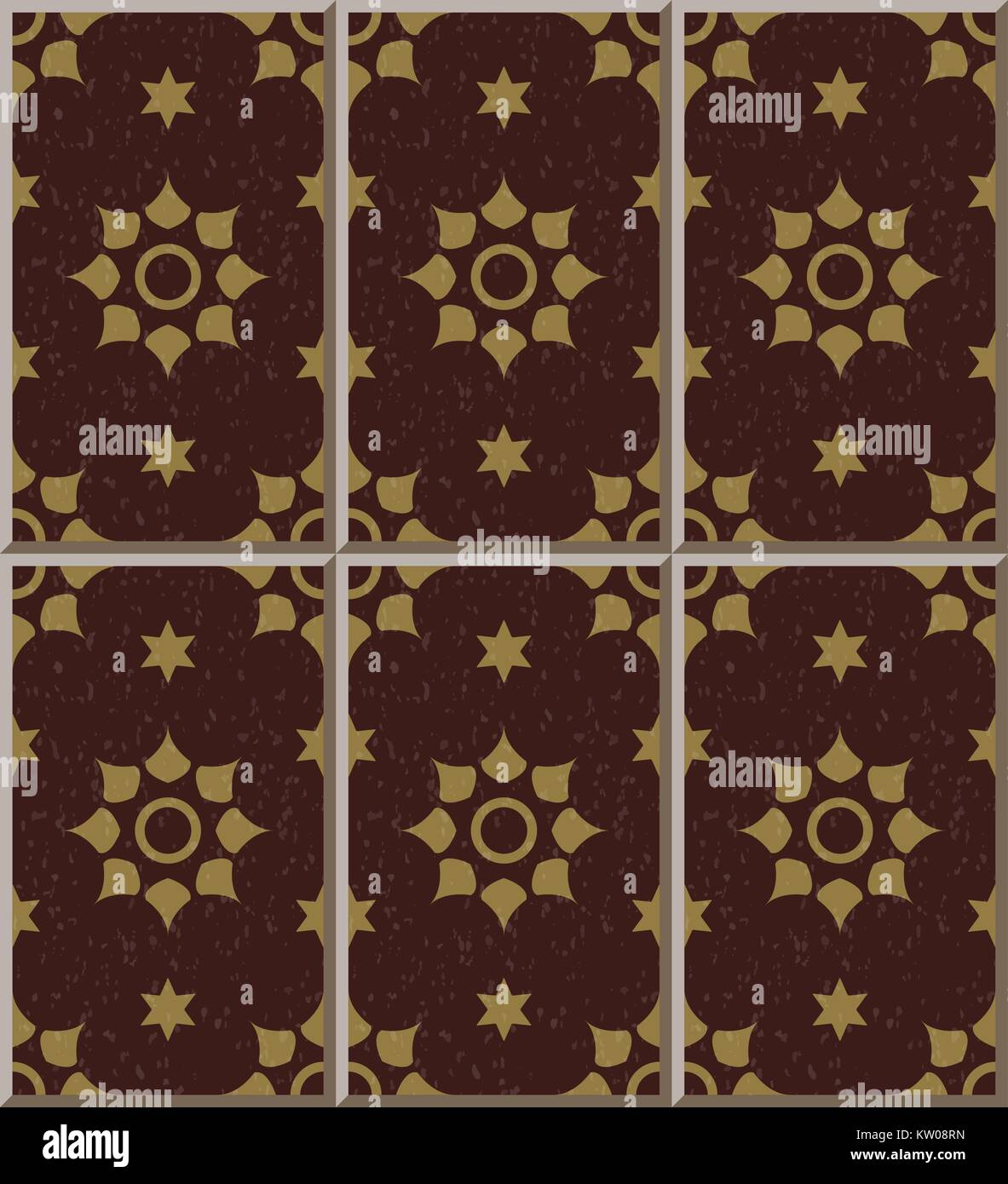 Ceramic tile pattern of vermillion star round flower Stock Vector Image ...