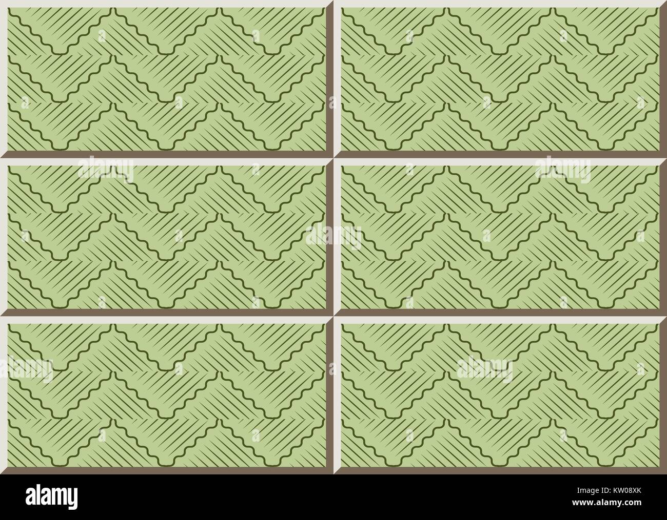 Ceramic tile pattern oriental green curve wave cross geometry line ...