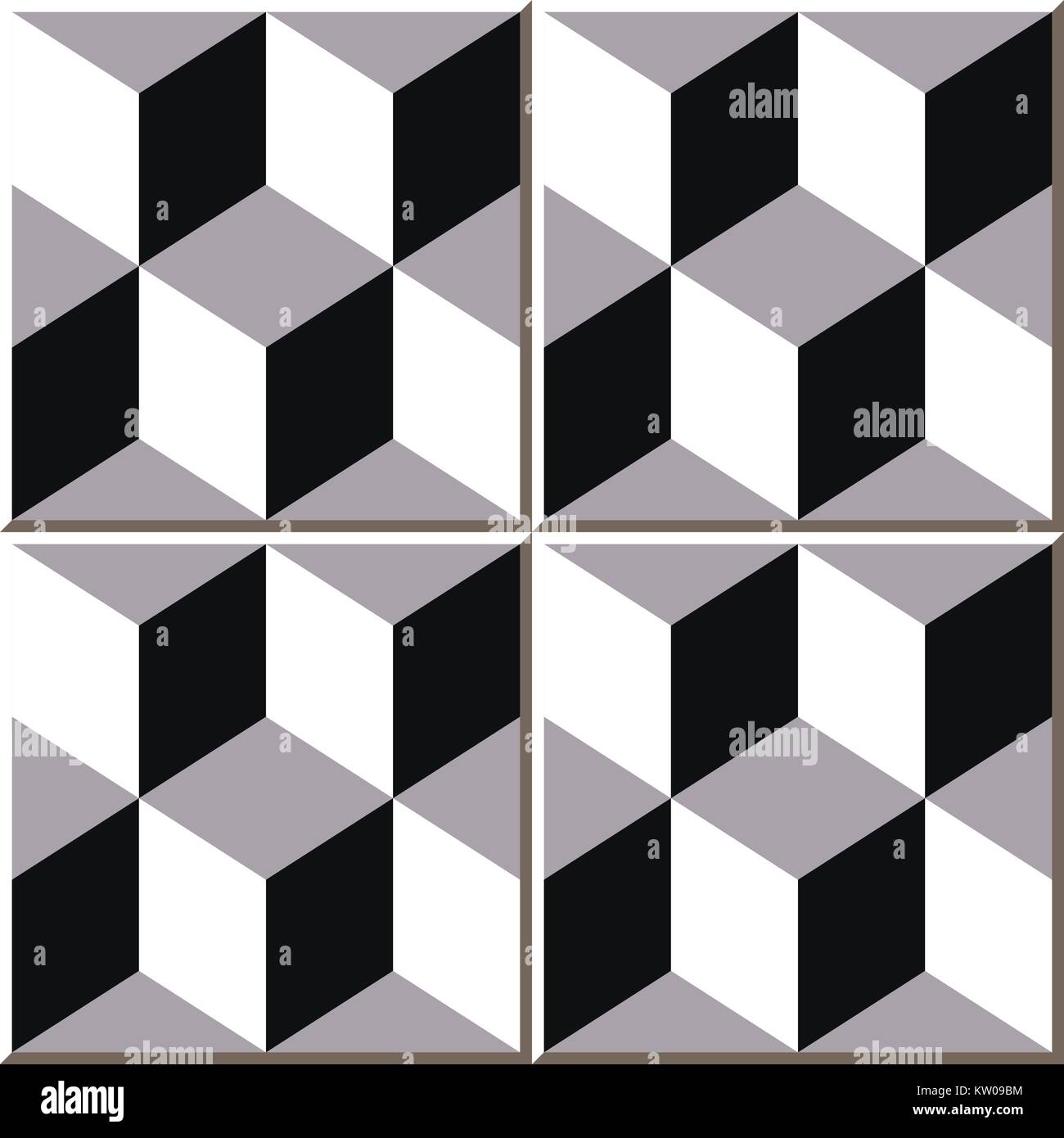 Cubic Tile Pattern Ceramic tile pattern of vintage black white cubic square Stock Vector ...