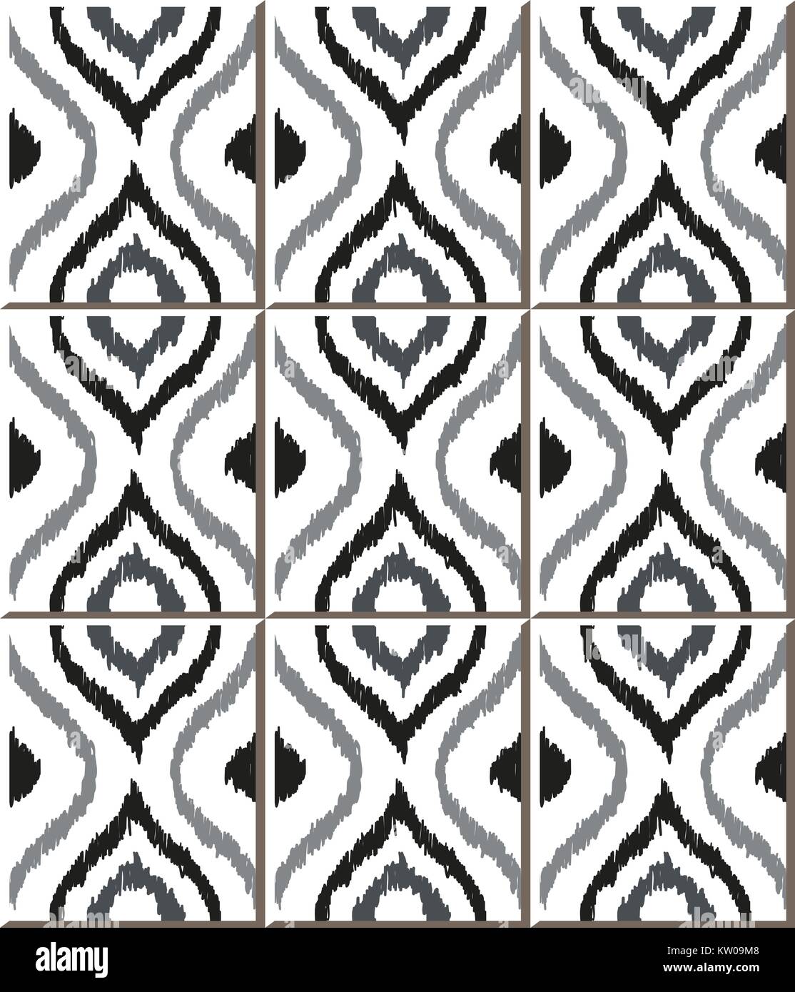 Ceramic tile pattern of hand drawn grey round curve Stock Vector Image ...