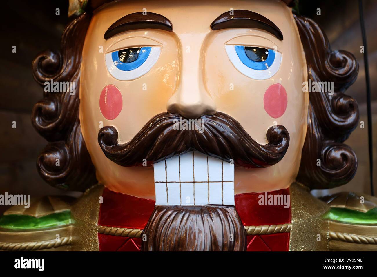 Close-up photograph of a giant Nutcracker doll pictured in West Sussex, UK. Stock Photo