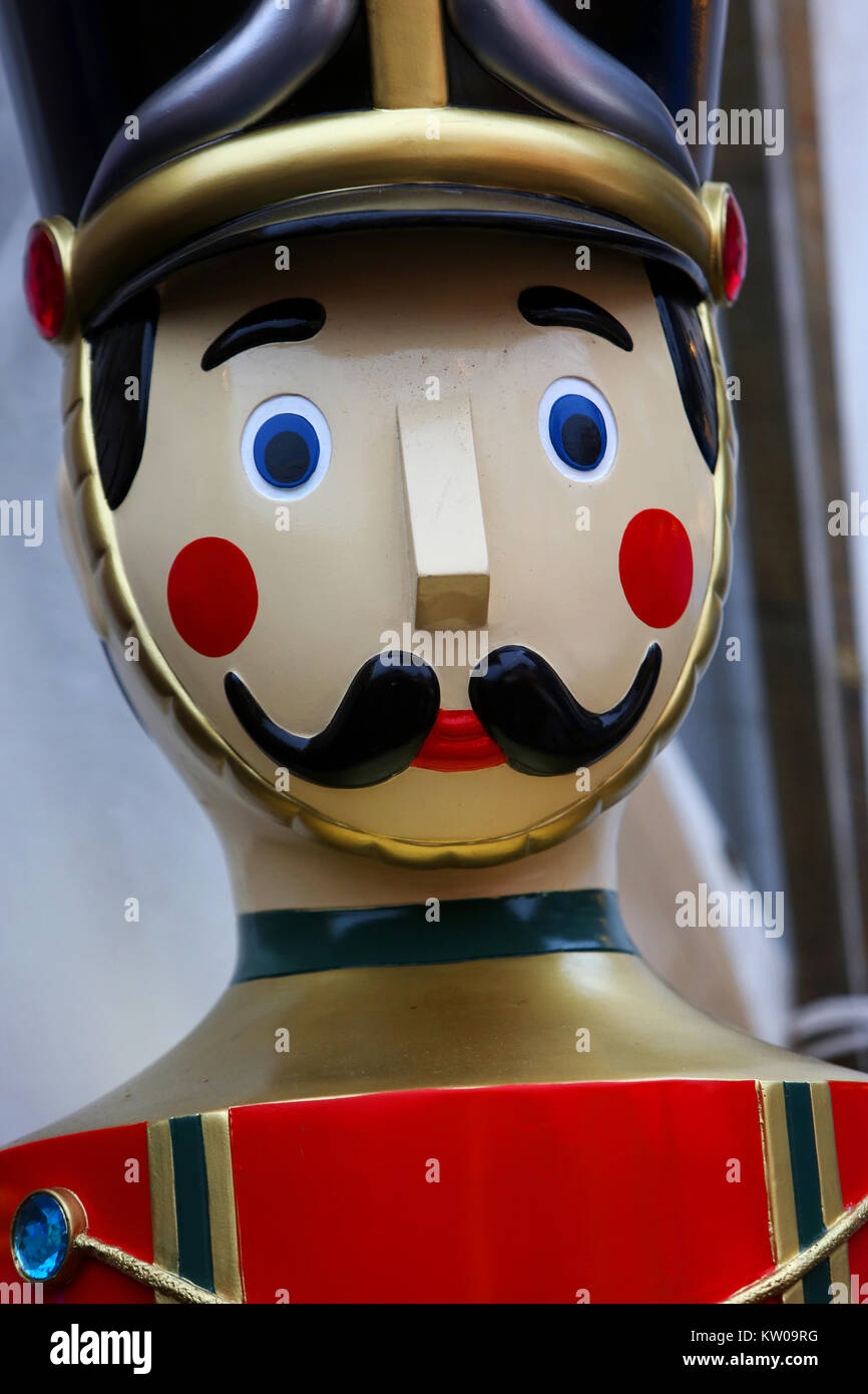Close-up photograph of a giant Nutcracker doll pictured in West Sussex, UK. Stock Photo