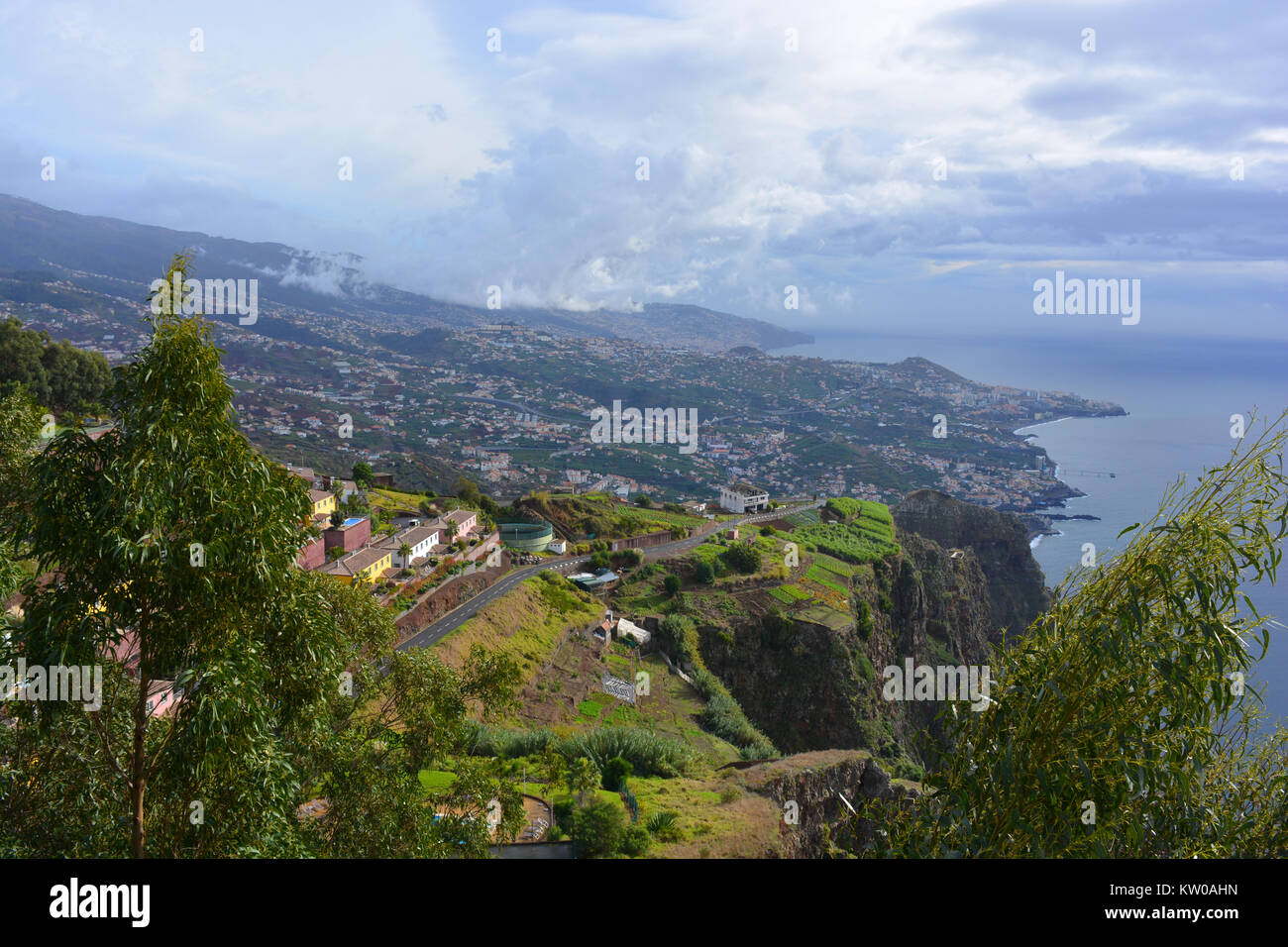 View from the glass floor skywalk at Cabo Girao, Camara de Lobos, Madeira, Portugal Stock Photo