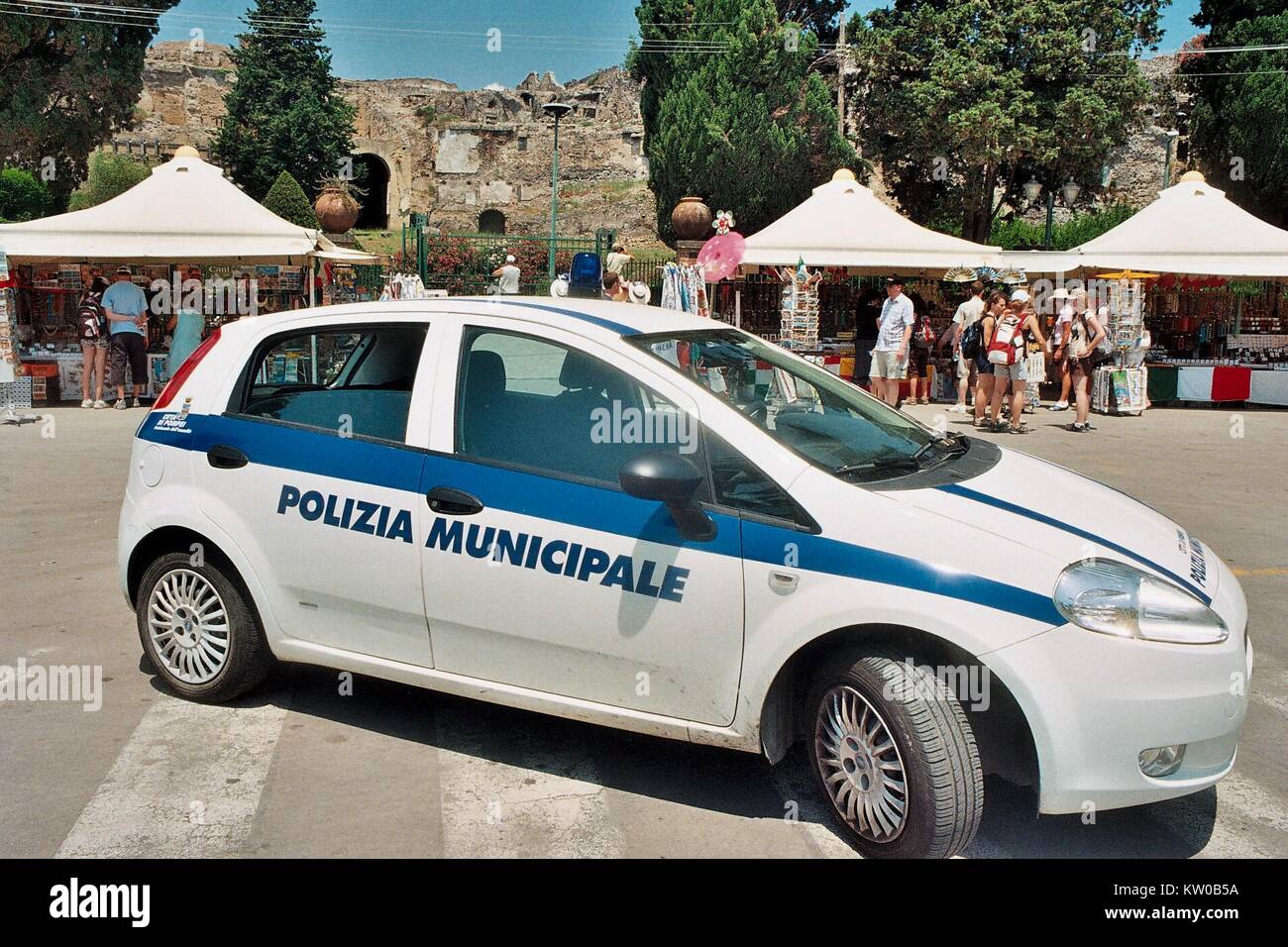 Italian Police car in Pompeii Stock Photo