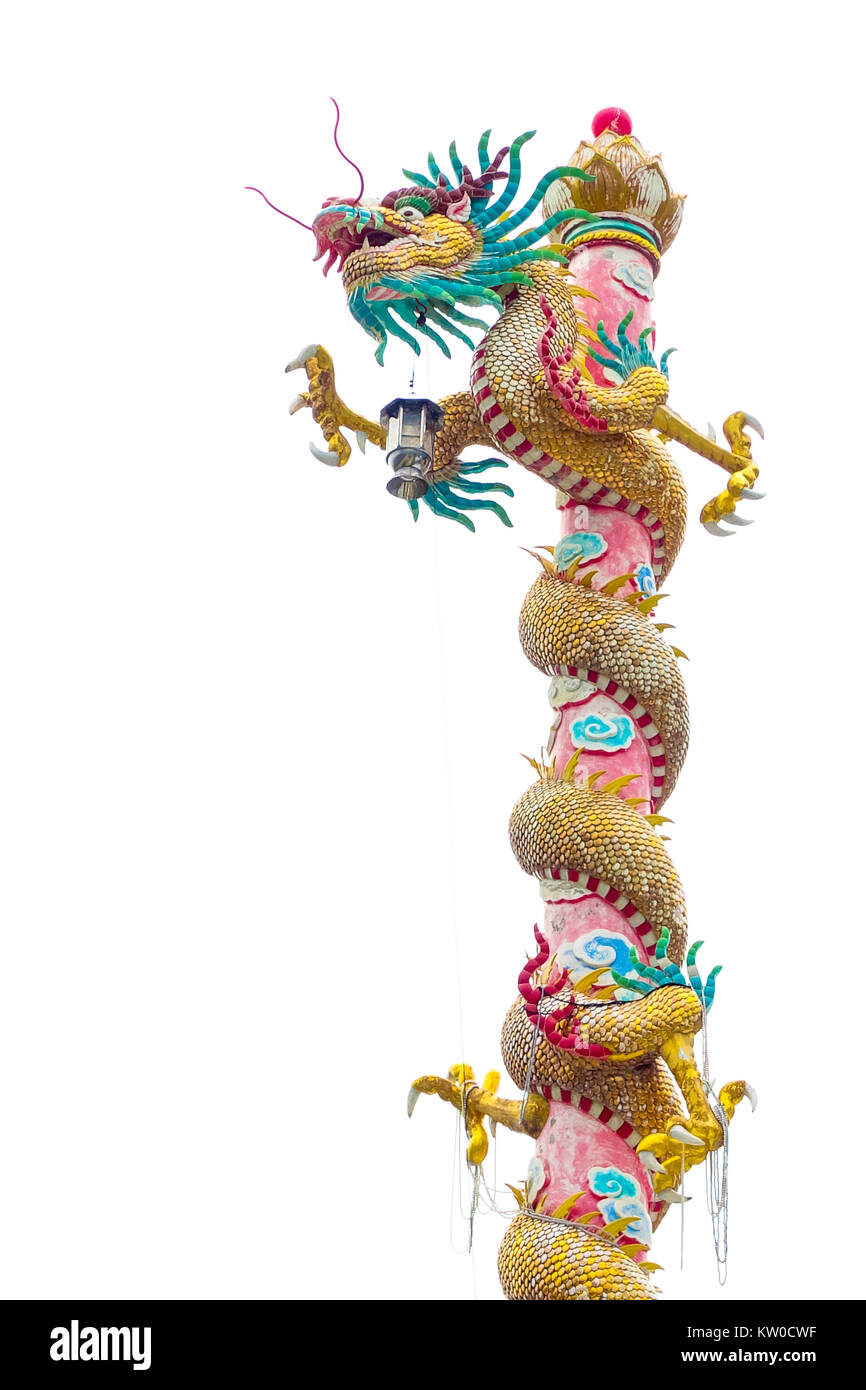 Chinese style dragon statue isolated on white background (year) Stock Photo