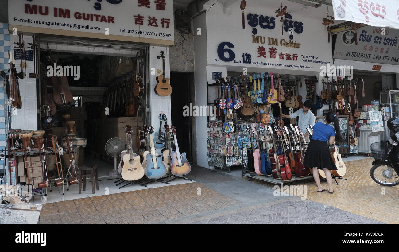 Musical Instruments shops Street Shot of Phnom Penh Cambodia Stock Photo Alamy