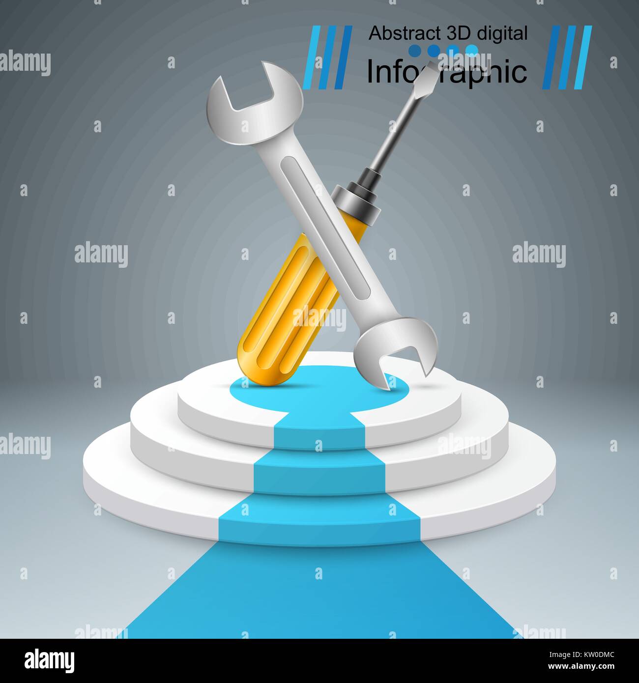 Wrench, screw, repair, pedestal, stair, ladder icon. Business in Stock
