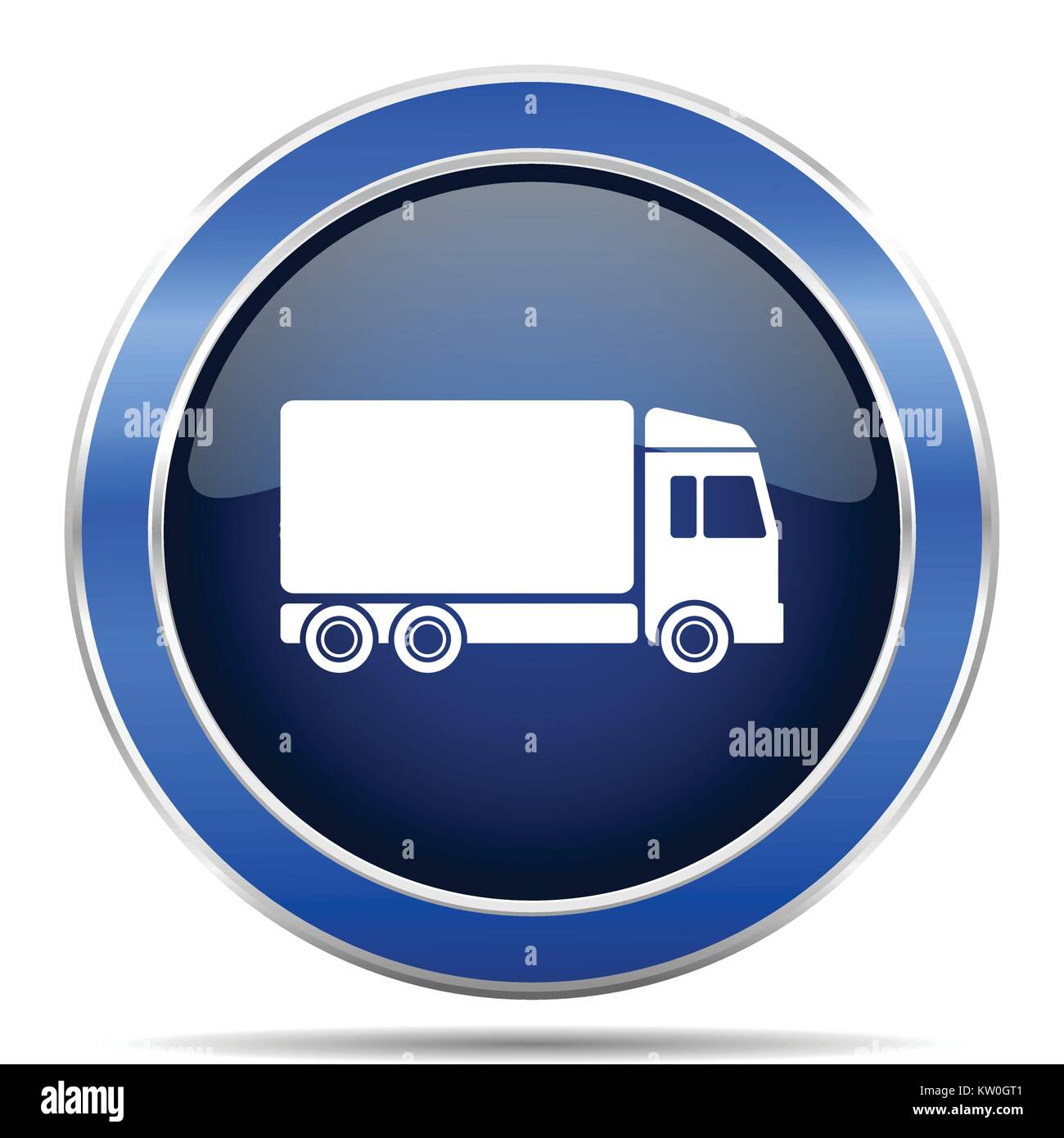 Delivery vector icon. Modern design blue silver metallic glossy web and ...