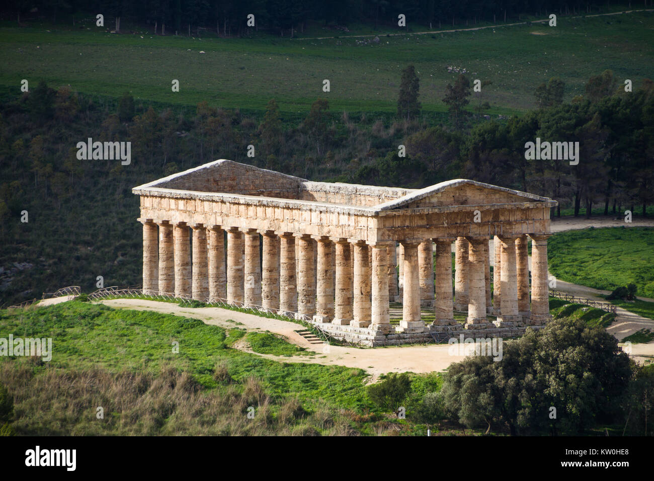 Segesta, ancient Greek temple, Sicily, Italy. Stock Photo