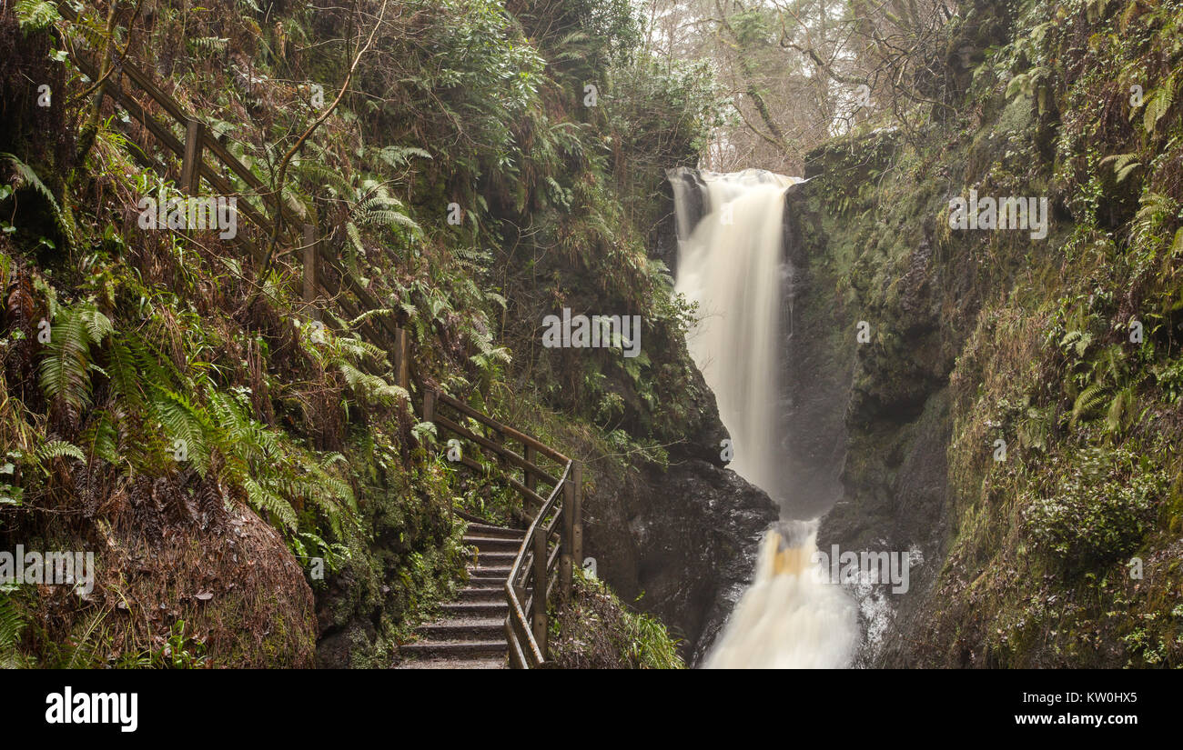 The superb waterfall walk in Glenariff, Northern Ireland Stock Photo