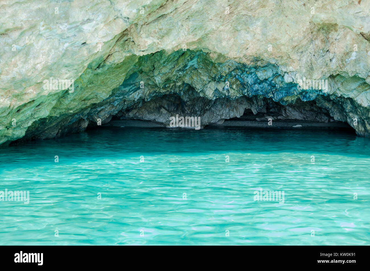 cave with internal beach on the shores of zakynthos island in the ionian sea Stock Photo