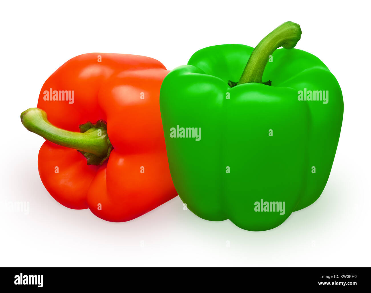 Whole fresh red and green bell pepper vegetables isolated on white ...