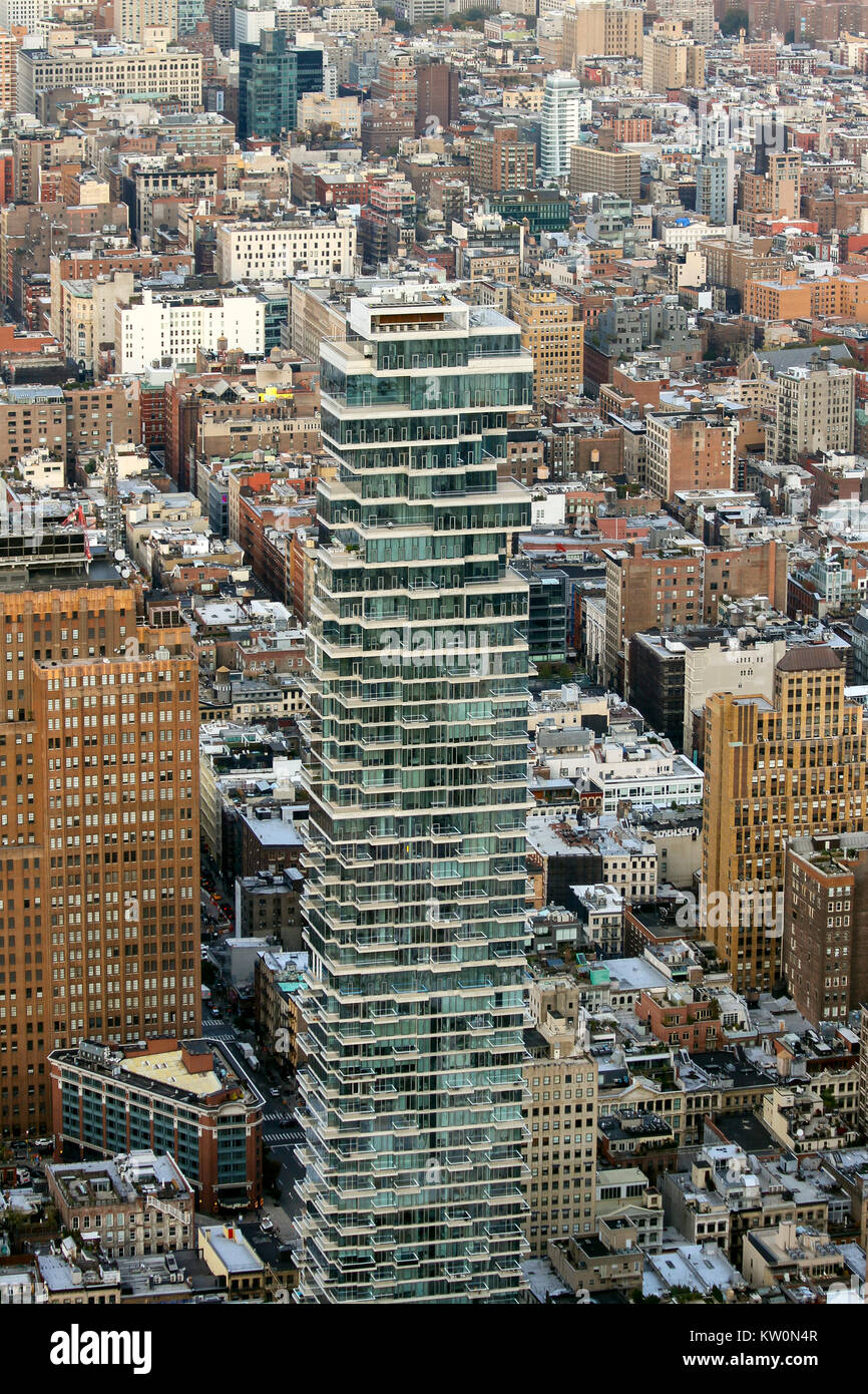 56 Leonard, a new luxury apartment building, seen from One World Observatory, One World Trade Center, Manhattan, New York, New York Stock Photo