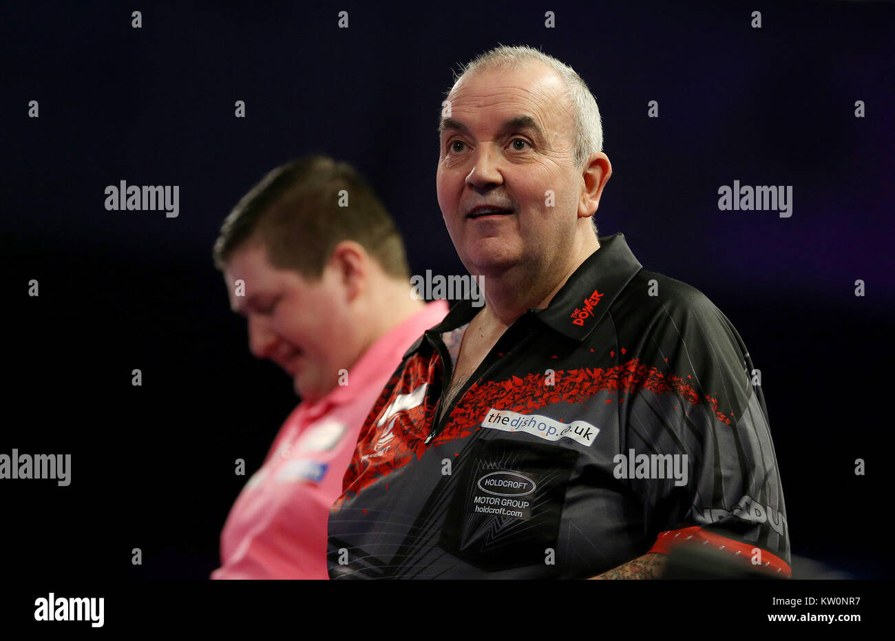 Phil Taylor during day twelve of the William Hill World Darts Championship at Alexandra Palace, London. PRESS ASSOCIATION Photo. Picture date: Thursday December 28, 2017. See PA story DARTS World. Photo credit should read: Steven Paston/PA Wire. Stock Photo